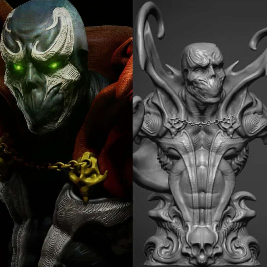 Spawn bust - This is my redesigned spawn character. Beautiful design is perfect for collection. the model is cut and ready to print - The best files for 3D printing in the world. Stl models divided into parts to facilitate 3D printing. All kinds of characters, decoration, cosplay, prosthetics, pieces. Quality in 3D printing. Affordable 3D models. Low cost. Collective purchases of 3D files.