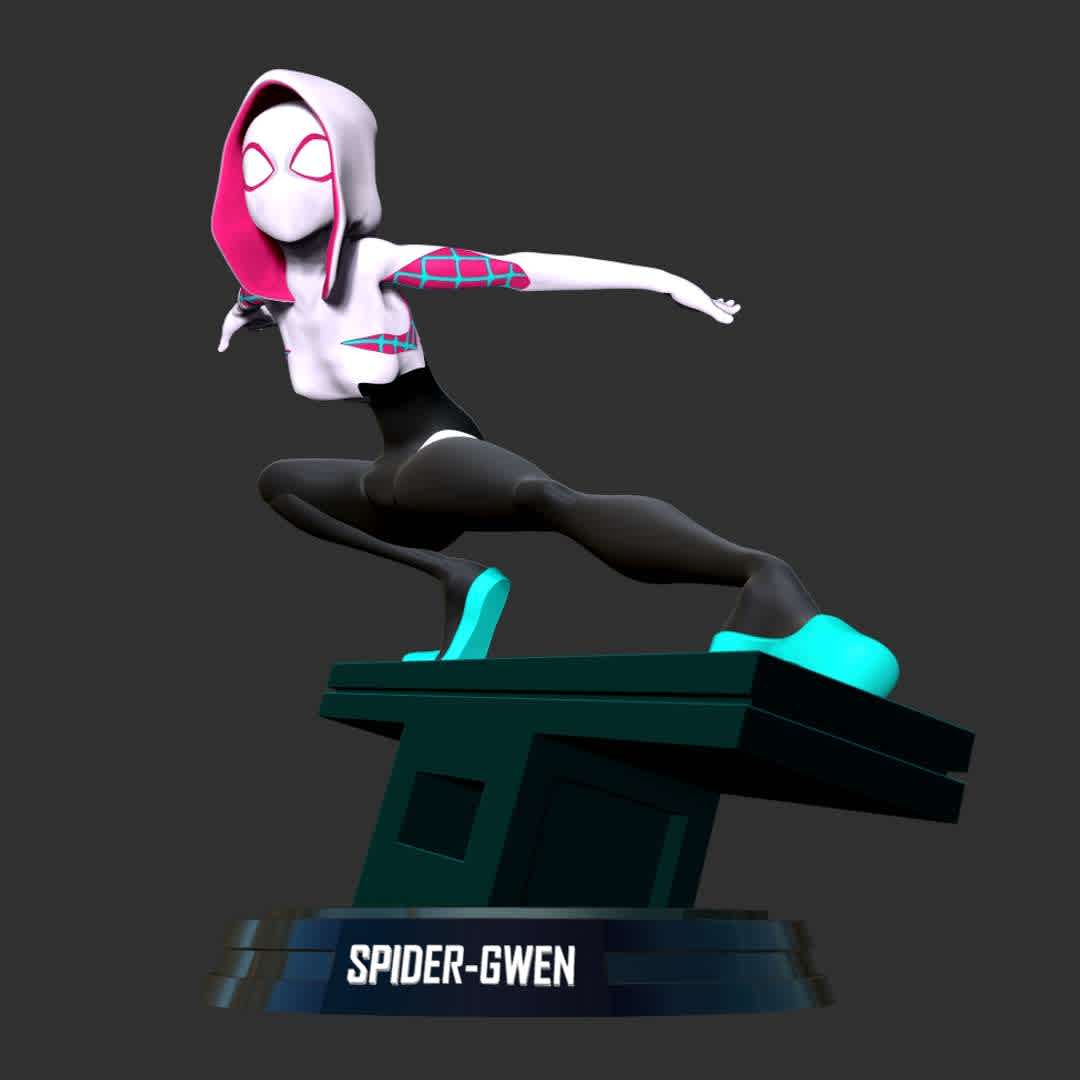 Spider-Gwen Fanart - I don't know how many Gwen models I've made. She has an inspiration for an artist like me.

When you purchase this model, you will own:

-STL, OBJ file with 04 separated files (with key to connect together) is ready for 3D printing.

-Zbrush original files (ZTL) for you to customize as you like.

This is version 1.0 of this model.

Hope you like her. Thanks for viewing! - Los mejores archivos para impresión 3D del mundo. Modelos Stl divididos en partes para facilitar la impresión 3D. Todo tipo de personajes, decoración, cosplay, prótesis, piezas. Calidad en impresión 3D. Modelos 3D asequibles. Bajo costo. Compras colectivas de archivos 3D.