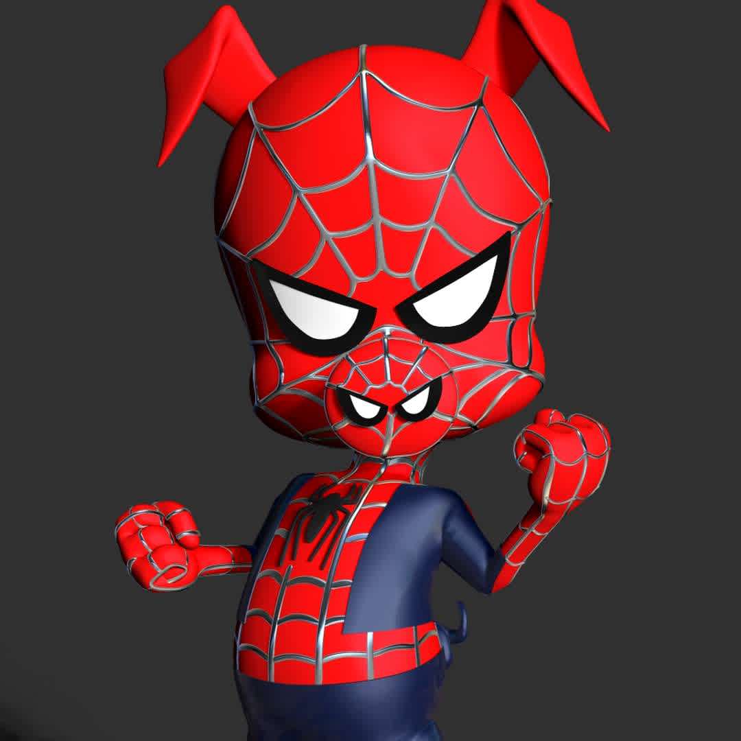 Spiderham - Spider-Ham is a fictional superhero appearing in American comic books published by Marvel Comics.

When you purchase this model, you will own:

- STL, OBJ file with 04 separated files (with key to connect together) is ready for 3D printing.

- Zbrush original files (ZTL) for you to customize as you like.

This is version 1.0 of this model.

Thanks for viewing! Hope you like her. - The best files for 3D printing in the world. Stl models divided into parts to facilitate 3D printing. All kinds of characters, decoration, cosplay, prosthetics, pieces. Quality in 3D printing. Affordable 3D models. Low cost. Collective purchases of 3D files.