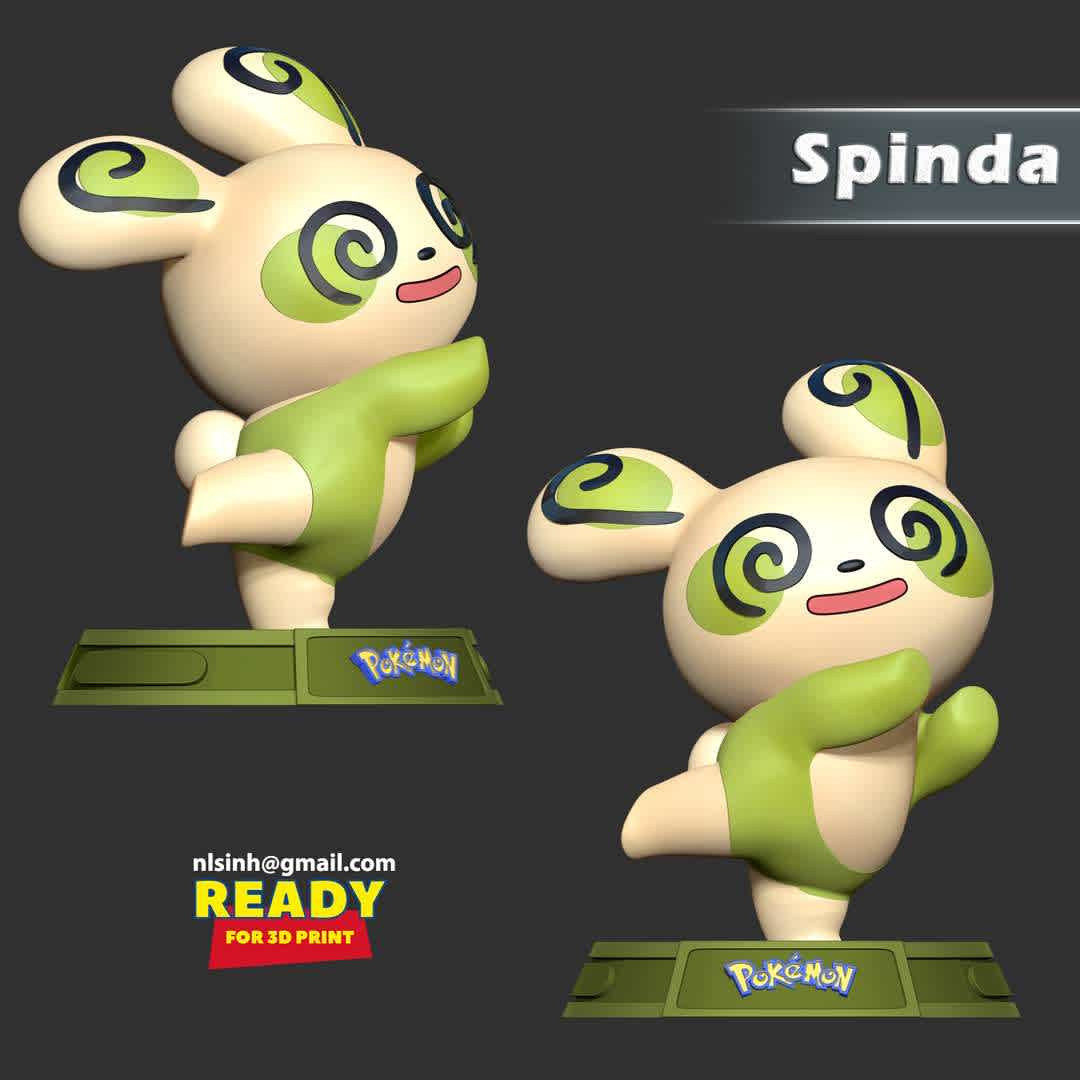 Spinda - Pokemon Fanart  - Spinda is a Normal-type Pokémon introduced in Generation III.

-- Information: this model has a height of 15cm.

When you purchase this model, you will own:

1. STL, OBJ file with 02 separated files (with key to connect together) is ready for 3D printing.

2. Zbrush original files (ZTL) for you to customize as you like.

This is version 1.0 of this model.

Hope you like him. Please vote positively for me if it is useful to you. Thanks so much!!!! - The best files for 3D printing in the world. Stl models divided into parts to facilitate 3D printing. All kinds of characters, decoration, cosplay, prosthetics, pieces. Quality in 3D printing. Affordable 3D models. Low cost. Collective purchases of 3D files.