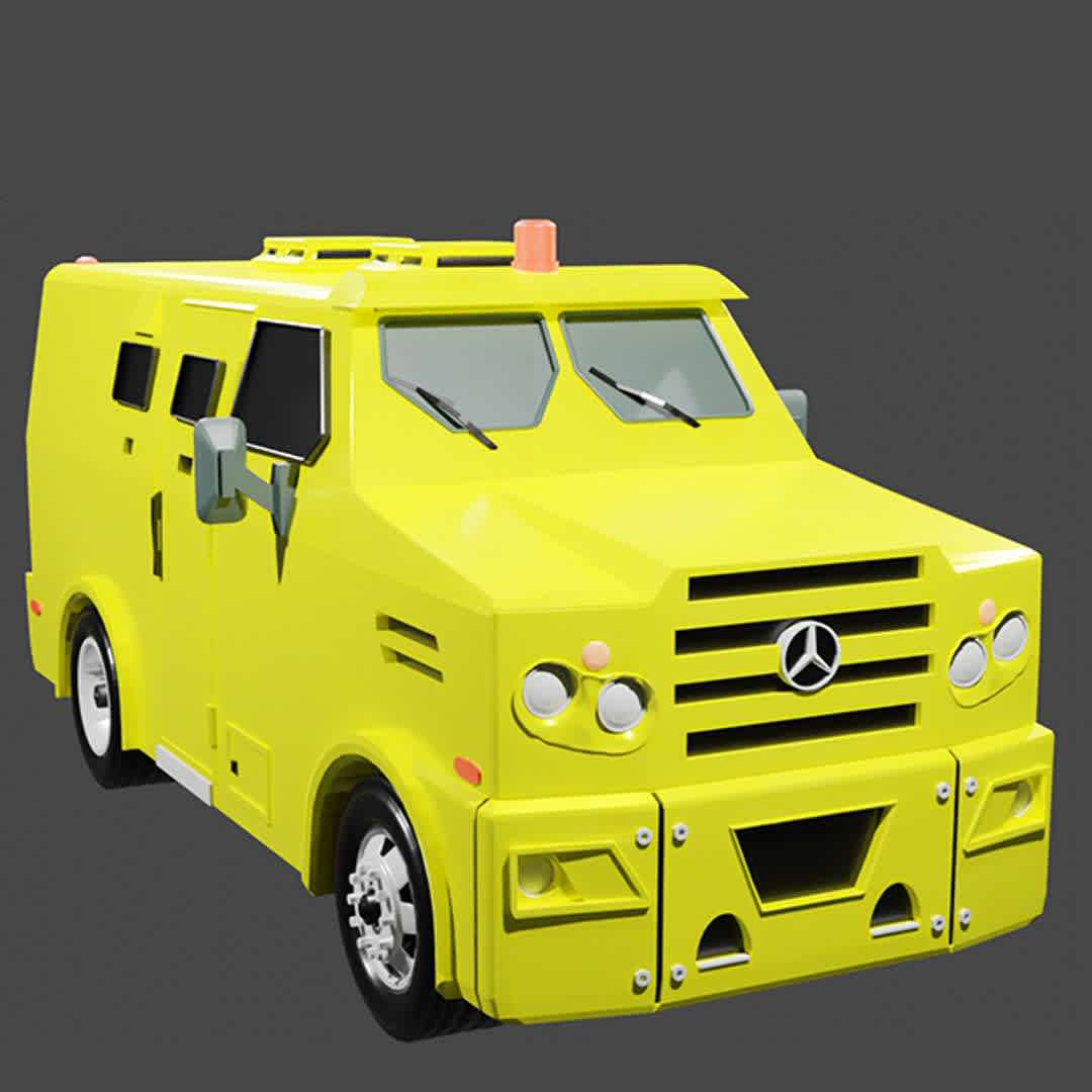 strong car Mercedes Benz 712e - Mercedes Benz 712e armored car, vehicle used to transport valuables, model ready for printing. - Los mejores archivos para impresión 3D del mundo. Modelos Stl divididos en partes para facilitar la impresión 3D. Todo tipo de personajes, decoración, cosplay, prótesis, piezas. Calidad en impresión 3D. Modelos 3D asequibles. Bajo costo. Compras colectivas de archivos 3D.