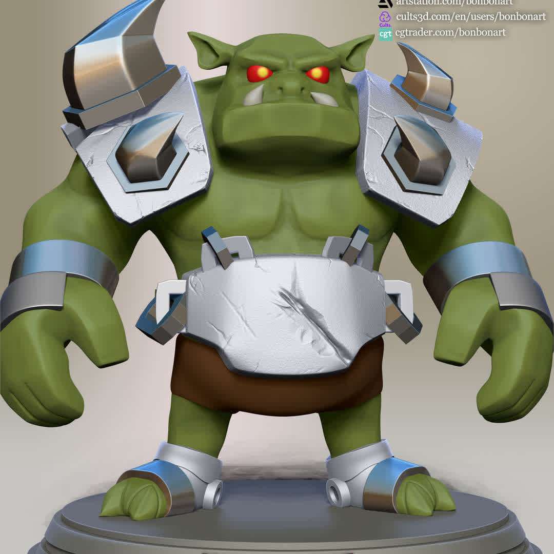 Stylized Orc Monsters - When you purchase this model, you will own:

STL, OBJ file with 06 separated files (included key to connect parts) is ready for 3D printing.

Zbrush original files (ZTL) for you to customize as you like.

This is version 1.0 of this model.

Thanks for viewing! Hope you like him. - Os melhores arquivos para impressão 3D do mundo. Modelos stl divididos em partes para facilitar a impressão 3D. Todos os tipos de personagens, decoração, cosplay, próteses, peças. Qualidade na impressão 3D. Modelos 3D com preço acessível. Baixo custo. Compras coletivas de arquivos 3D.