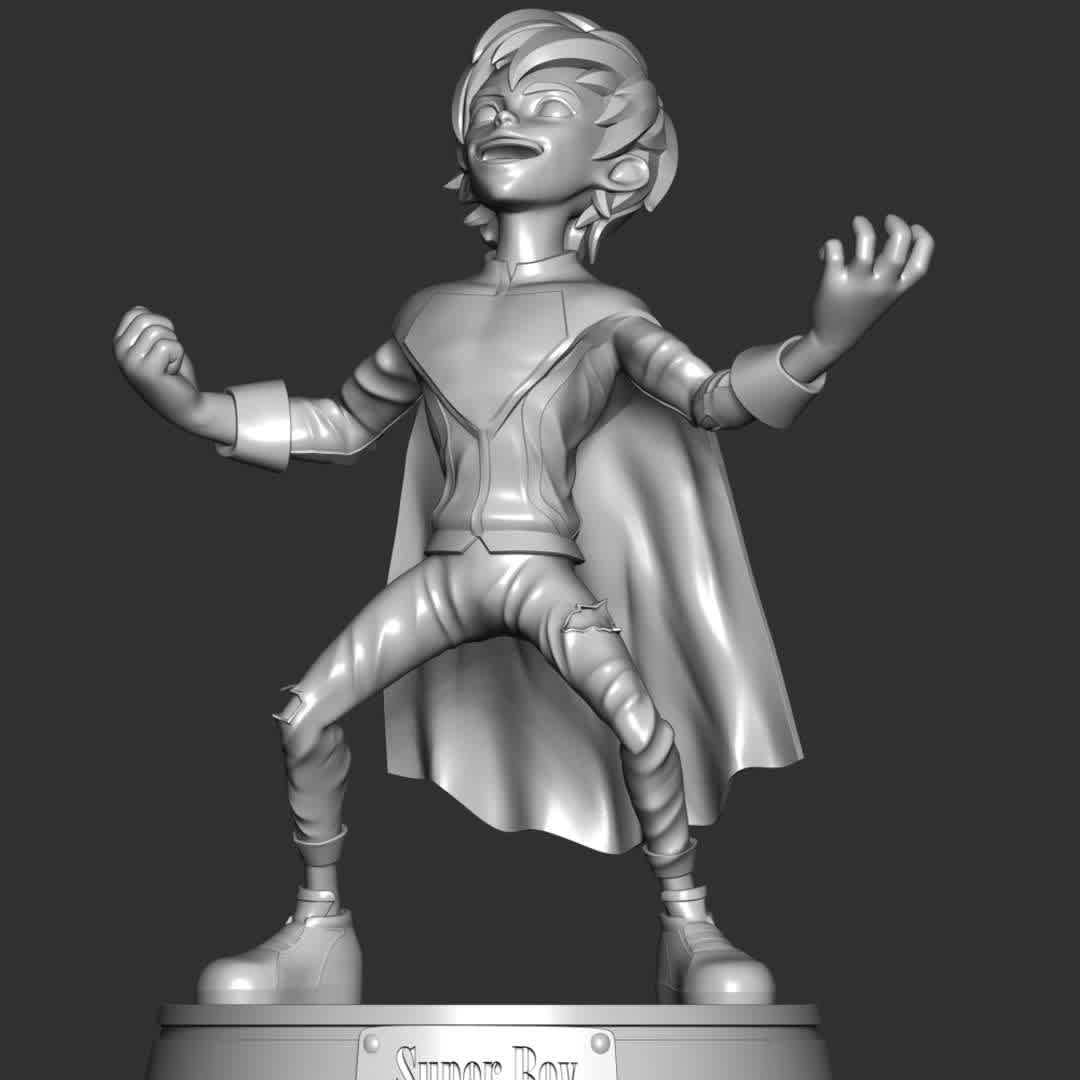 Super Boy Fan Art  - These information of model:

**- The height of current model is 20 cm and you can free to scale it.**

**- Format files: STL, OBJ to supporting 3D printing.**

Please don't hesitate to contact me if you have any issues question. - The best files for 3D printing in the world. Stl models divided into parts to facilitate 3D printing. All kinds of characters, decoration, cosplay, prosthetics, pieces. Quality in 3D printing. Affordable 3D models. Low cost. Collective purchases of 3D files.