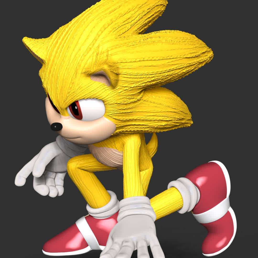 Super Sonic Fanart - **These information basic of this model:**

- The model ready for 3D printing.
- The model current size is 25cm height, but you are free to scale it.
- Files format: STL, OBJ (included 7 separated files is ready for 3D printing).
- Also includes Zbrush original file (ZTL) for you to customize as you like.

Hope you like her. 
If you have any questions please don't hesitate to contact me. 
I will respond you ASAP. - Los mejores archivos para impresión 3D del mundo. Modelos Stl divididos en partes para facilitar la impresión 3D. Todo tipo de personajes, decoración, cosplay, prótesis, piezas. Calidad en impresión 3D. Modelos 3D asequibles. Bajo costo. Compras colectivas de archivos 3D.