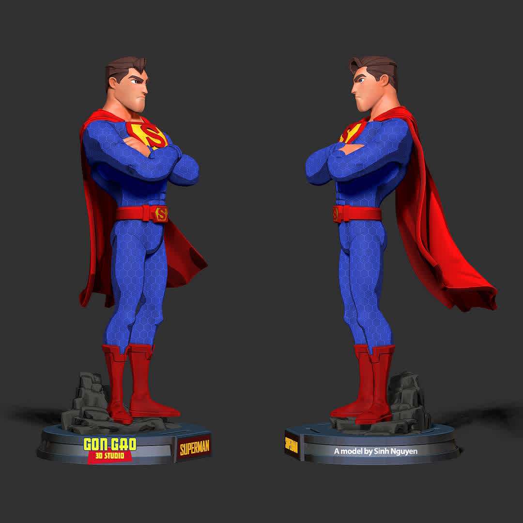 Superman Fanart - "Where there is injustice and oppression, there will be the appearance of Superman."

Basic parameters:

- STL format for 3D printing with 03 discrete objects
- Model height: 30 cm
- Version 1.0 - Polygons: 1468191 & Vertices: 815630

Model ready for 3D printing.

Please vote positively for me if you find this model useful. - Los mejores archivos para impresión 3D del mundo. Modelos Stl divididos en partes para facilitar la impresión 3D. Todo tipo de personajes, decoración, cosplay, prótesis, piezas. Calidad en impresión 3D. Modelos 3D asequibles. Bajo costo. Compras colectivas de archivos 3D.