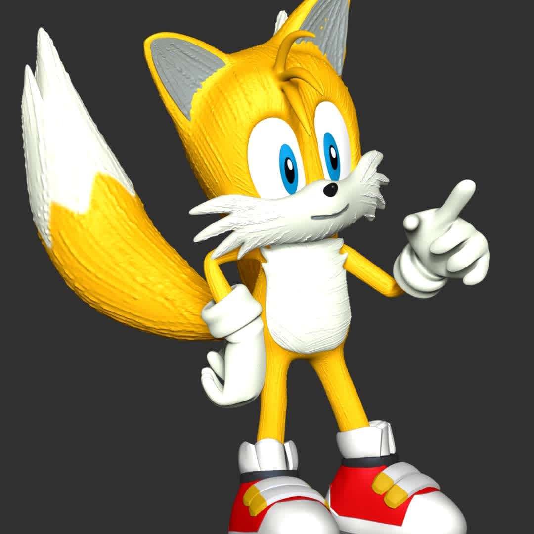 Tails - Sonic the hedgehog - These information of model:

**- The height of current model is 20 cm and you can free to scale it.**

**- Format files: STL, OBJ to supporting 3D printing.**

Please don't hesitate to contact me if you have any issues question. - The best files for 3D printing in the world. Stl models divided into parts to facilitate 3D printing. All kinds of characters, decoration, cosplay, prosthetics, pieces. Quality in 3D printing. Affordable 3D models. Low cost. Collective purchases of 3D files.