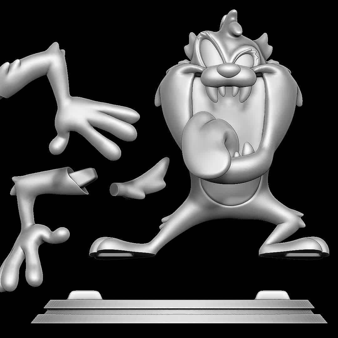 Tasmanian Devil - Looney Tunes - Classic Character
 - The best files for 3D printing in the world. Stl models divided into parts to facilitate 3D printing. All kinds of characters, decoration, cosplay, prosthetics, pieces. Quality in 3D printing. Affordable 3D models. Low cost. Collective purchases of 3D files.