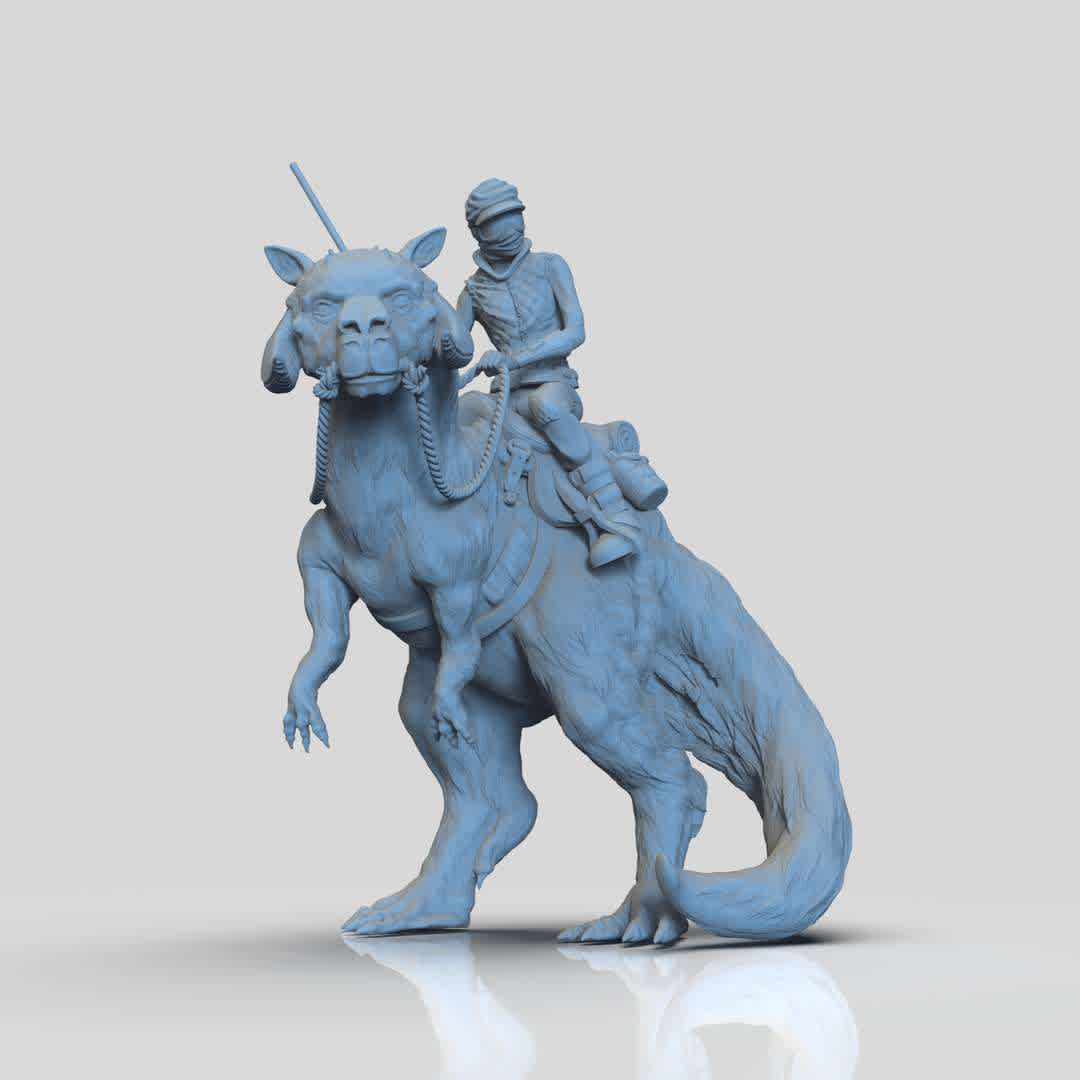 Taun-Taun Rider - Mash up of Luke Skywalker riding is Tauntaun and the Wizards poster in the style of Ralph Bakshi. I would prefer the model to stand on it's own with no base. - The best files for 3D printing in the world. Stl models divided into parts to facilitate 3D printing. All kinds of characters, decoration, cosplay, prosthetics, pieces. Quality in 3D printing. Affordable 3D models. Low cost. Collective purchases of 3D files.