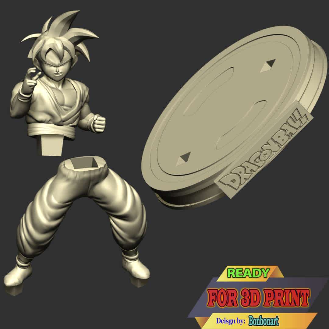 Teen Son Gohan - Dragon Ball - This model has a height of 15 cm.

When you purchase this model, you will own:

 - STL, OBJ file with 03 separated files (included key to connect parts) is ready for 3D printing.
 - Zbrush original files (ZTL) for you to customize as you like.

This is version 1.0 of this model.

Thanks for viewing! Hope you like him.  - Los mejores archivos para impresión 3D del mundo. Modelos Stl divididos en partes para facilitar la impresión 3D. Todo tipo de personajes, decoración, cosplay, prótesis, piezas. Calidad en impresión 3D. Modelos 3D asequibles. Bajo costo. Compras colectivas de archivos 3D.