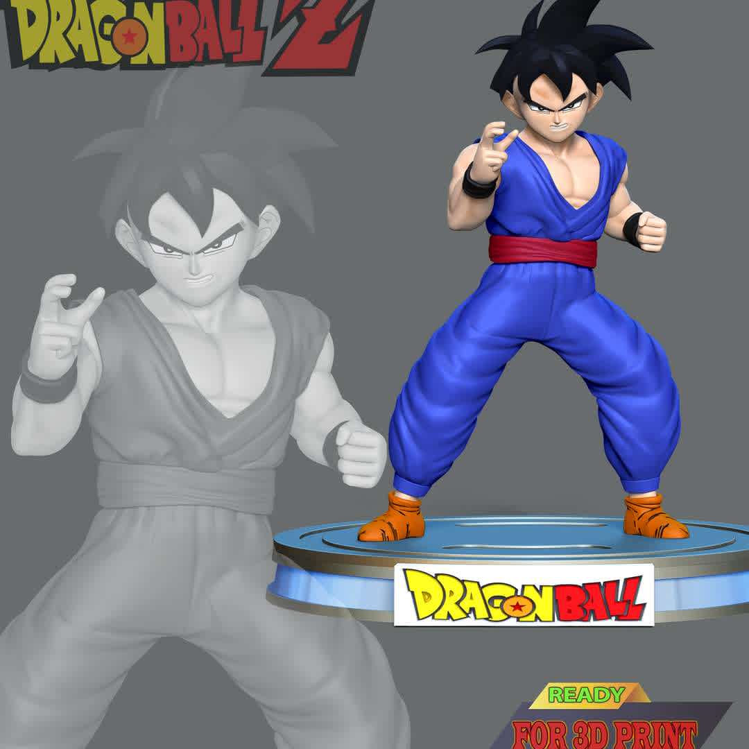 Teen Son Gohan - Dragon Ball - This model has a height of 15 cm.

When you purchase this model, you will own:

 - STL, OBJ file with 03 separated files (included key to connect parts) is ready for 3D printing.
 - Zbrush original files (ZTL) for you to customize as you like.

This is version 1.0 of this model.

Thanks for viewing! Hope you like him.  - The best files for 3D printing in the world. Stl models divided into parts to facilitate 3D printing. All kinds of characters, decoration, cosplay, prosthetics, pieces. Quality in 3D printing. Affordable 3D models. Low cost. Collective purchases of 3D files.