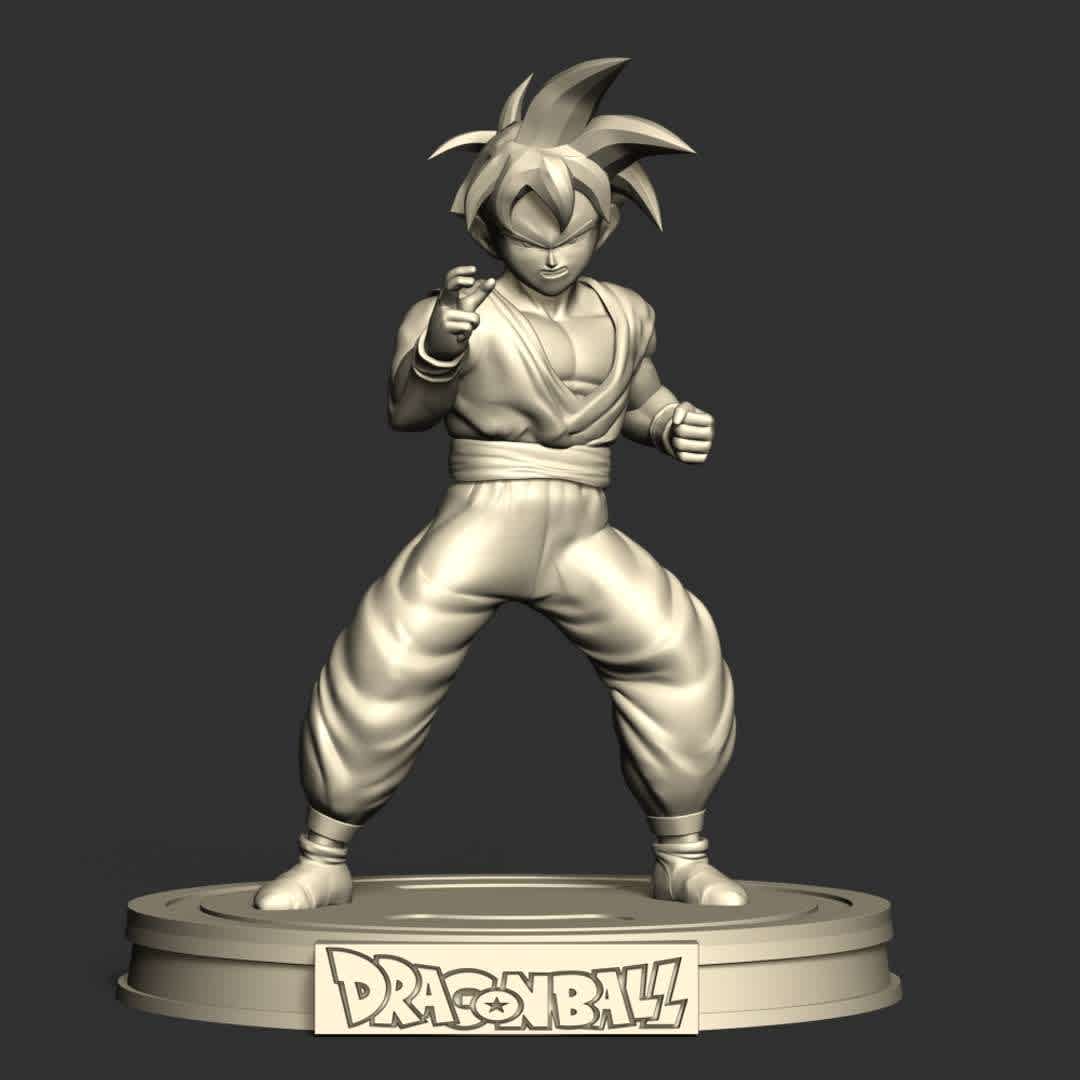 Teen Son Gohan - Dragon Ball - This model has a height of 15 cm.

When you purchase this model, you will own:

 - STL, OBJ file with 03 separated files (included key to connect parts) is ready for 3D printing.
 - Zbrush original files (ZTL) for you to customize as you like.

This is version 1.0 of this model.

Thanks for viewing! Hope you like him.  - The best files for 3D printing in the world. Stl models divided into parts to facilitate 3D printing. All kinds of characters, decoration, cosplay, prosthetics, pieces. Quality in 3D printing. Affordable 3D models. Low cost. Collective purchases of 3D files.