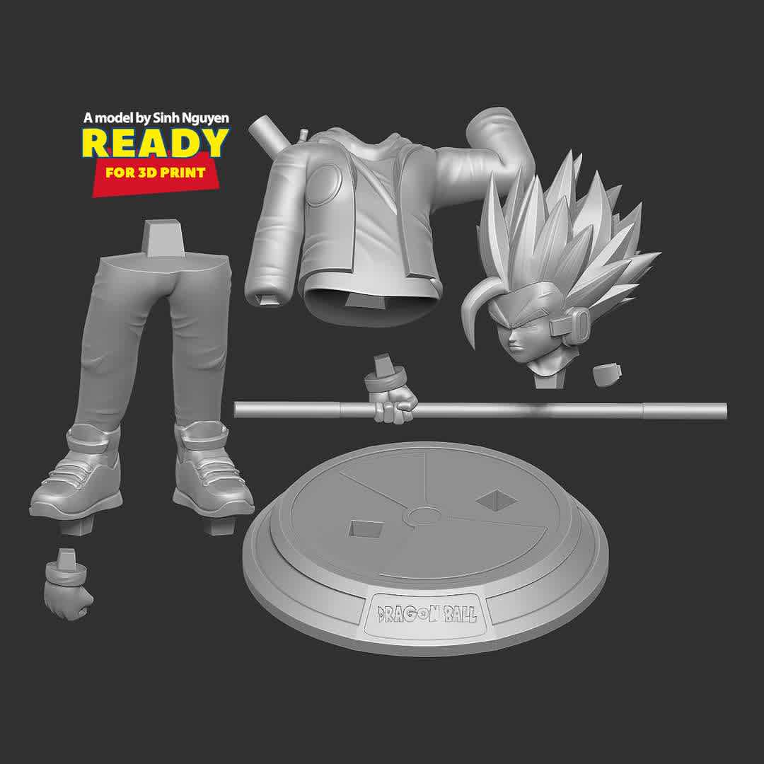 Teen Wukong Gohan - Dragon Ball Fanart - "Teen Gohan: Come on!"

Basic parameters:

- STL, OBJ format for 3D printing with 08 discrete objects
- ZTL format for Zbrush (version 2002.0.2 or later)
- Model height: 20cm
- Version 1.0: Polygons: 1724701 & Vertices: 1234499

Model ready for 3D printing.

Please vote positively for me if you find this model useful. - The best files for 3D printing in the world. Stl models divided into parts to facilitate 3D printing. All kinds of characters, decoration, cosplay, prosthetics, pieces. Quality in 3D printing. Affordable 3D models. Low cost. Collective purchases of 3D files.