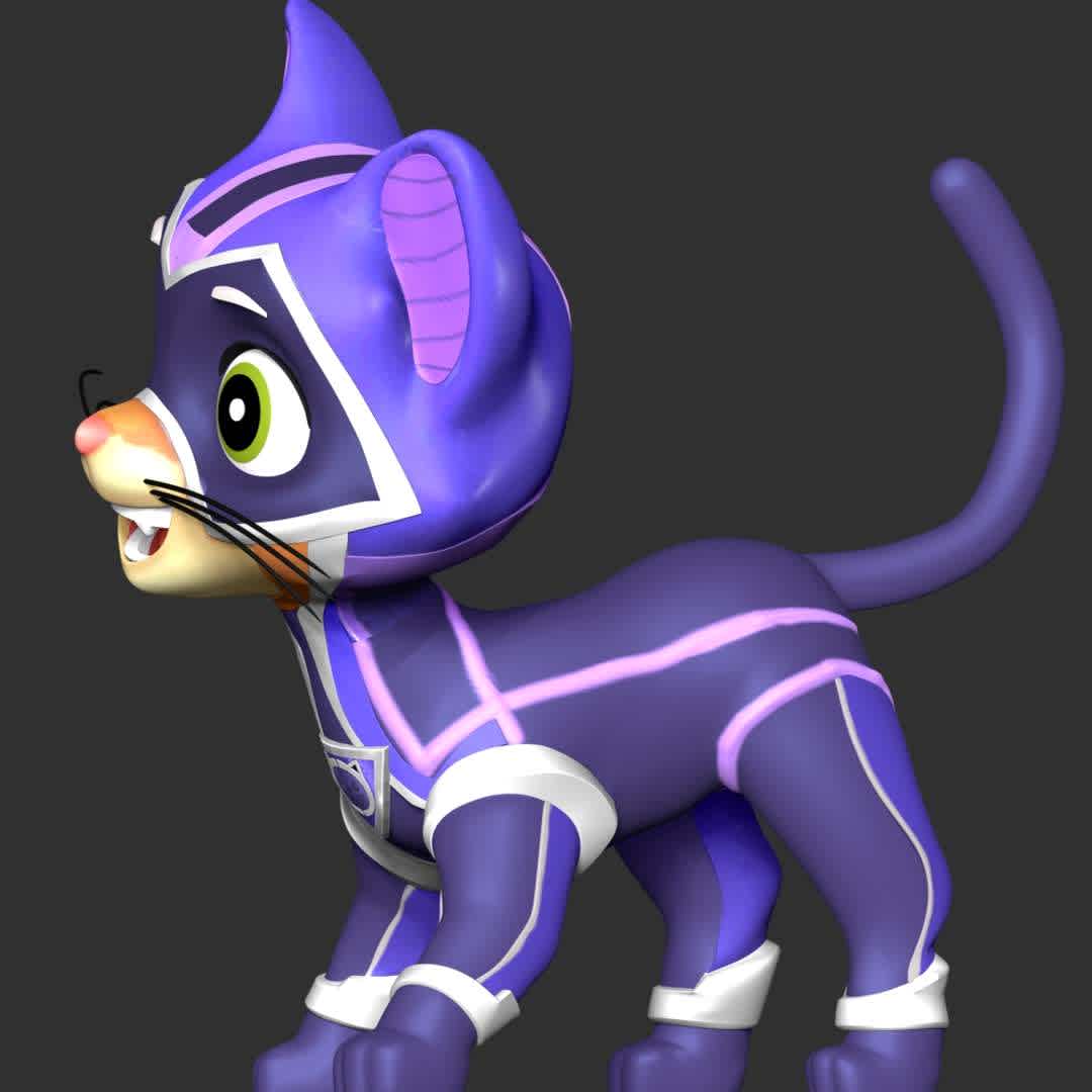 The Copycat - Paw Patrol - **The Copycat, otherwise known as Mr. Nibbles. He is one of the main antagonists of Mighty Pups sub-series.**

**The model ready for 3D printing.**

These information of model:

**- The height of current model is 20 cm and you can free to scale it.**

**- Format files: STL, OBJ to supporting 3D printing.**

**- Can be assembled without glue (glue is optional)**

**- Split down to 3 parts**

**- ZTL format for Zbrush for you to customize as you like.**

Please don't hesitate to contact me if you have any issues question.

If you see this model useful, please vote positively for it. - The best files for 3D printing in the world. Stl models divided into parts to facilitate 3D printing. All kinds of characters, decoration, cosplay, prosthetics, pieces. Quality in 3D printing. Affordable 3D models. Low cost. Collective purchases of 3D files.