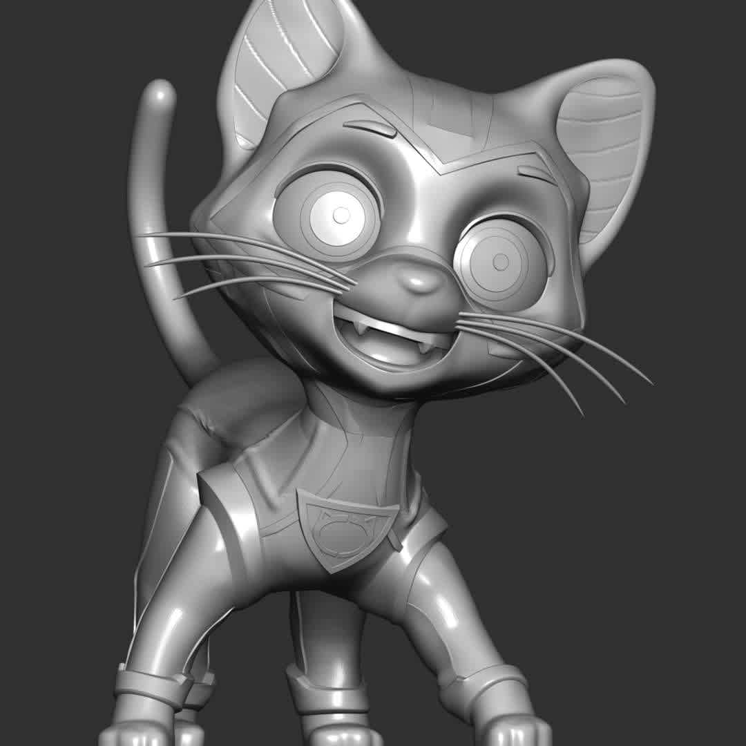 The Copycat - Paw Patrol - **The Copycat, otherwise known as Mr. Nibbles. He is one of the main antagonists of Mighty Pups sub-series.**

**The model ready for 3D printing.**

These information of model:

**- The height of current model is 20 cm and you can free to scale it.**

**- Format files: STL, OBJ to supporting 3D printing.**

**- Can be assembled without glue (glue is optional)**

**- Split down to 3 parts**

**- ZTL format for Zbrush for you to customize as you like.**

Please don't hesitate to contact me if you have any issues question.

If you see this model useful, please vote positively for it. - The best files for 3D printing in the world. Stl models divided into parts to facilitate 3D printing. All kinds of characters, decoration, cosplay, prosthetics, pieces. Quality in 3D printing. Affordable 3D models. Low cost. Collective purchases of 3D files.