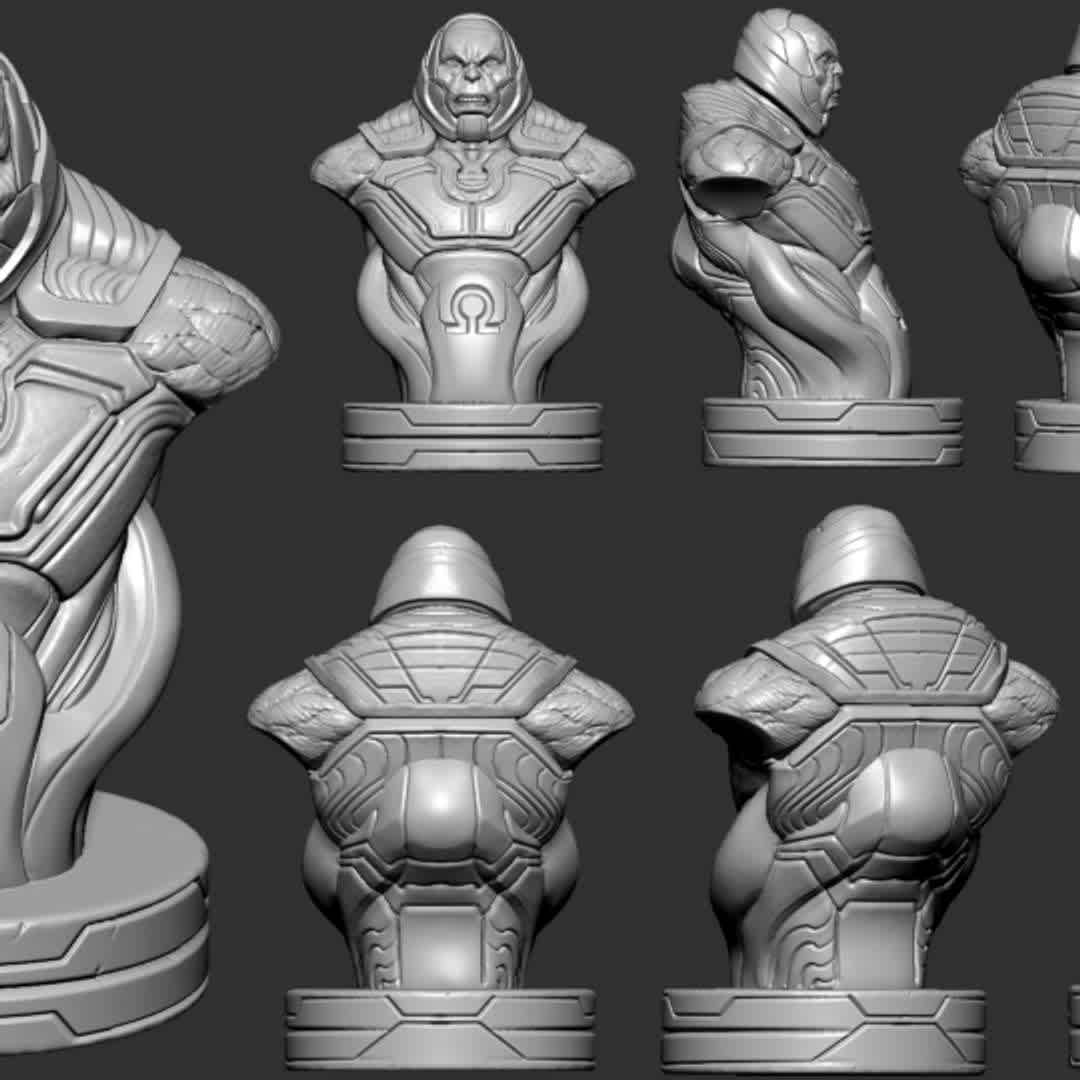 The darkseid bust - This is a darkseid character that I have redesigned. I want the darkseid appearance to look more alien so I make the armor look like an outer space suit with a repetition pattern to make it look more alien - The best files for 3D printing in the world. Stl models divided into parts to facilitate 3D printing. All kinds of characters, decoration, cosplay, prosthetics, pieces. Quality in 3D printing. Affordable 3D models. Low cost. Collective purchases of 3D files.