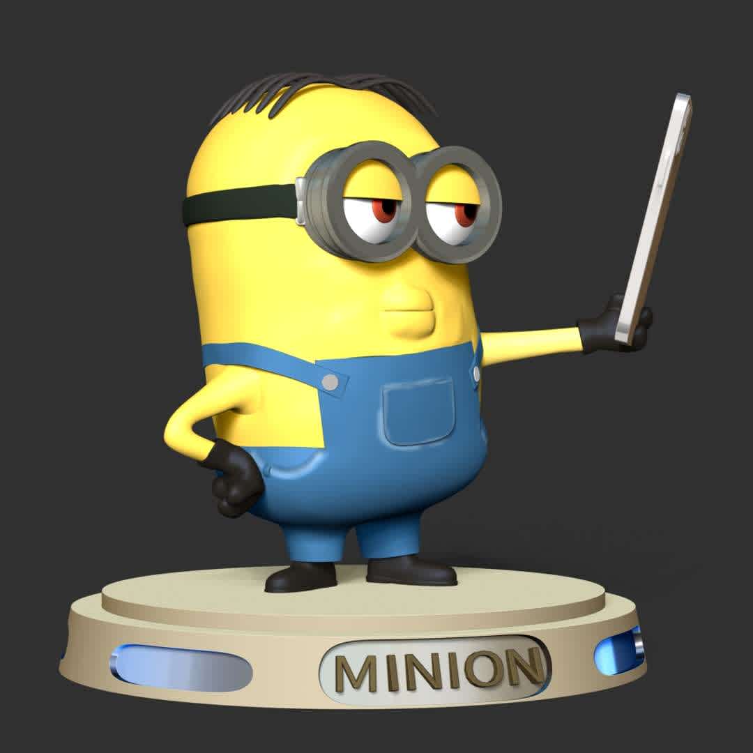 The Minion Selfie - This model has a height of 12 cm.
When you purchase this model, you will own:
 
- STL, OBJ file with 02 separated files (included key to connect parts) is ready for 3D printing.
- Zbrush original files (ZTL) for you to customize as you like.

This is version 1.0 of this model.

Thanks for viewing!
 Hope you like him. - The best files for 3D printing in the world. Stl models divided into parts to facilitate 3D printing. All kinds of characters, decoration, cosplay, prosthetics, pieces. Quality in 3D printing. Affordable 3D models. Low cost. Collective purchases of 3D files.