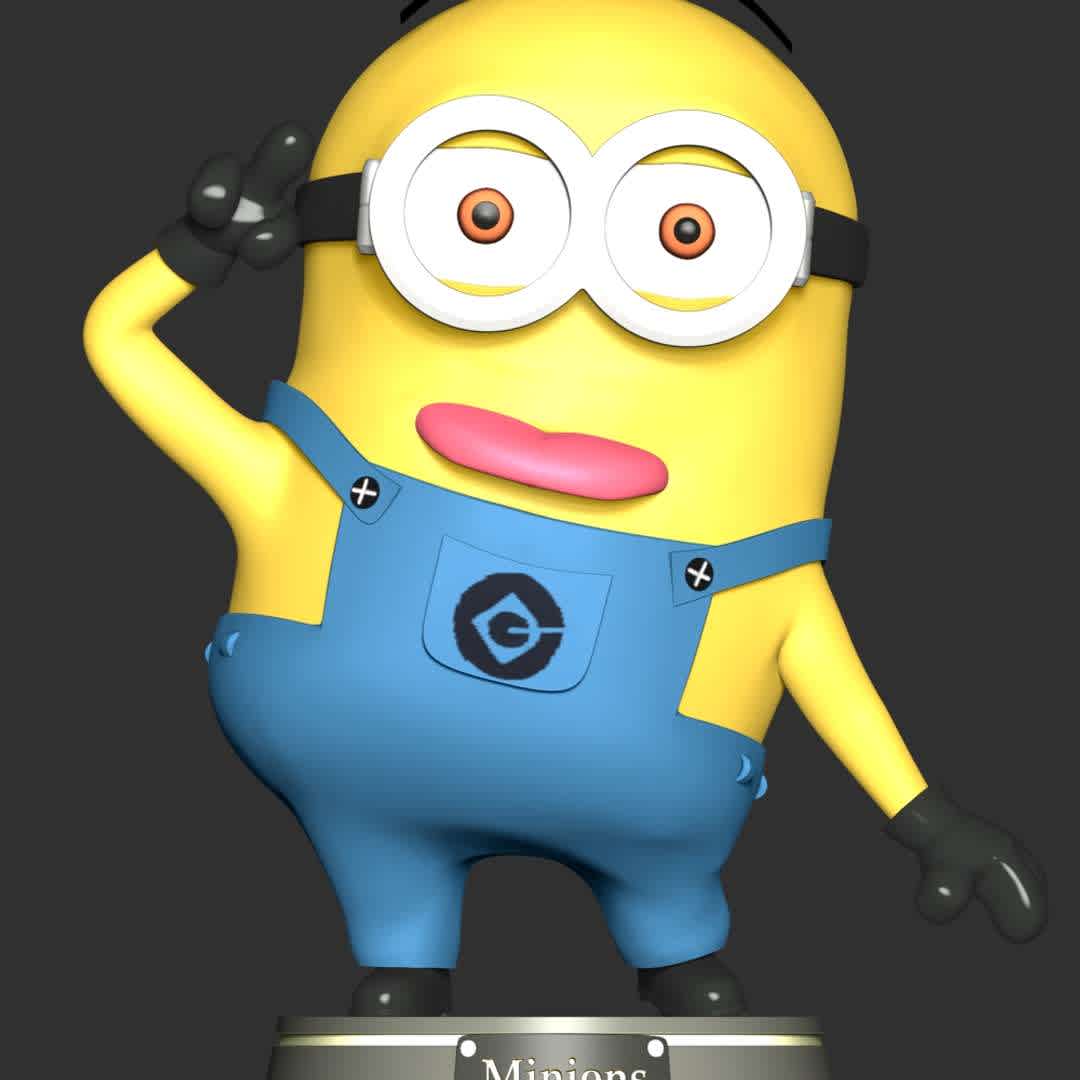 The Minions Dave - These information of model:

**- The height of current model is 20 cm and you can free to scale it.**

**- Format files: STL, OBJ to supporting 3D printing.**

Please don't hesitate to contact me if you have any issues question. - The best files for 3D printing in the world. Stl models divided into parts to facilitate 3D printing. All kinds of characters, decoration, cosplay, prosthetics, pieces. Quality in 3D printing. Affordable 3D models. Low cost. Collective purchases of 3D files.