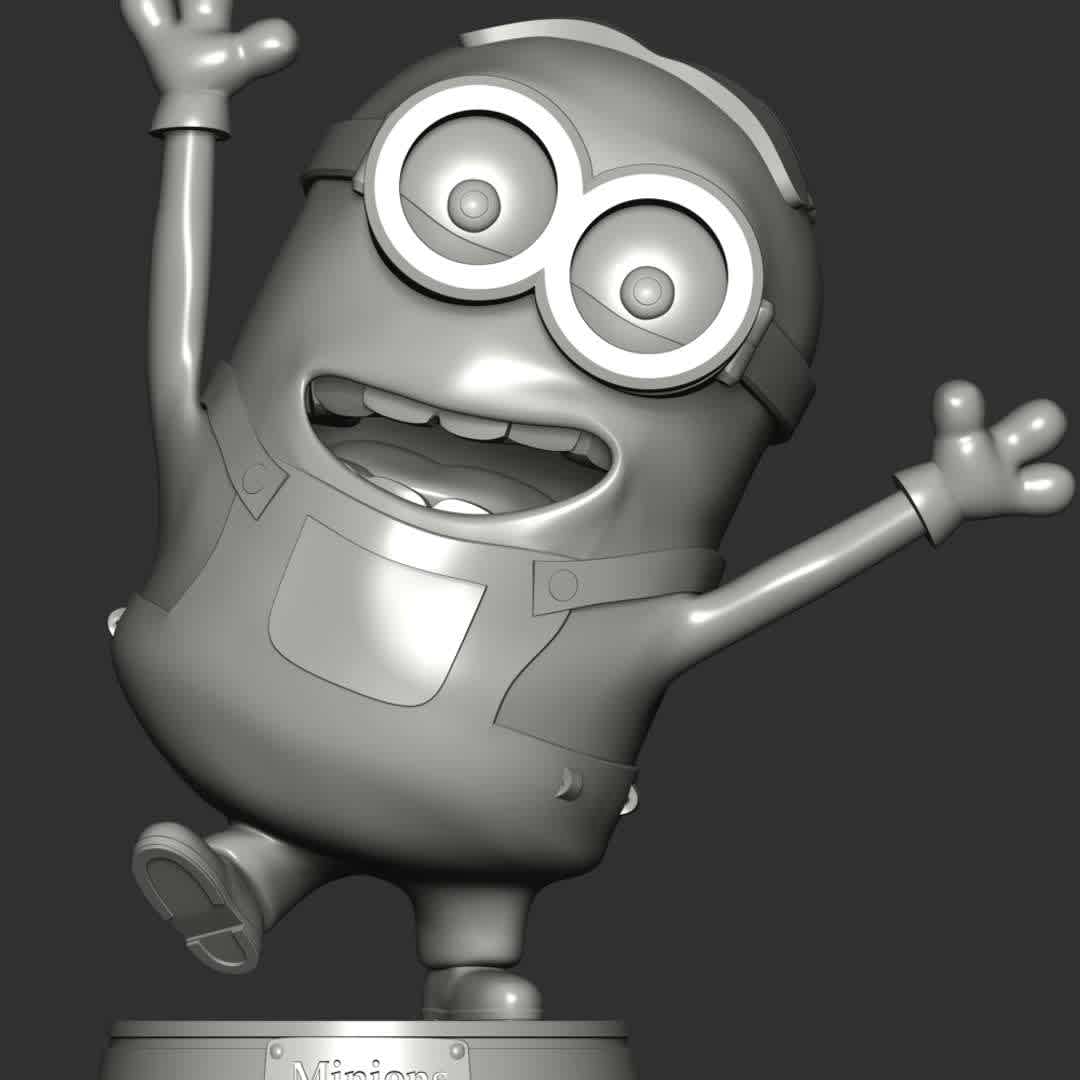 The Minions Happy - These information of model:

**- The height of current model is 20 cm and you can free to scale it.**

**- Format files: STL, OBJ to supporting 3D printing.**

Please don't hesitate to contact me if you have any issues question. - The best files for 3D printing in the world. Stl models divided into parts to facilitate 3D printing. All kinds of characters, decoration, cosplay, prosthetics, pieces. Quality in 3D printing. Affordable 3D models. Low cost. Collective purchases of 3D files.