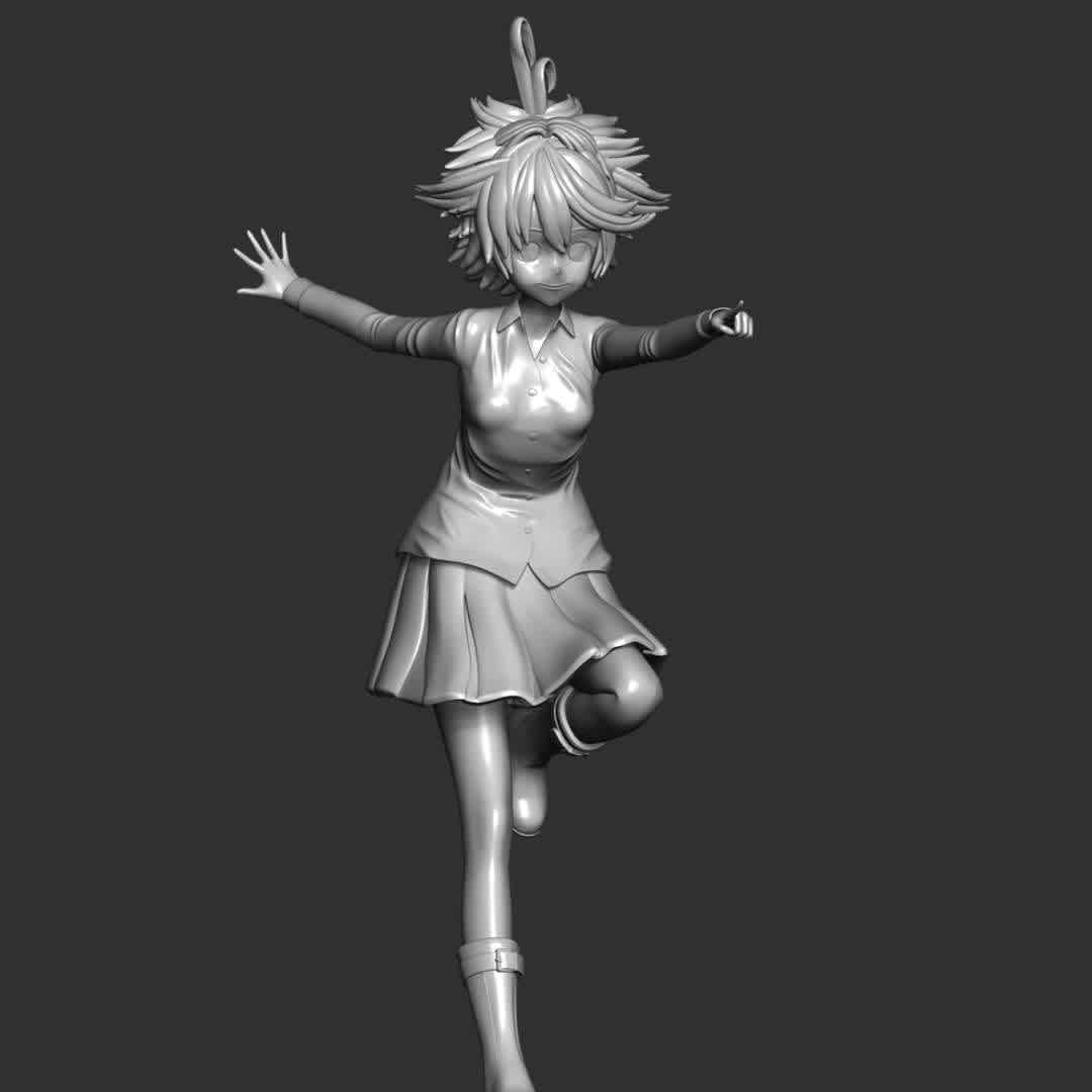 The Promised Neverland - Emma - **Emma is the main protagonist of The Promised Neverland.**

**The model ready for 3D printing.**

These information of model:

**- Format files: STL, OBJ to supporting 3D printing.**

**- Can be assembled without glue (glue is optional)**

**- Split down to 2 parts**

**- The height of current model is 20 cm and you can free to scale it.**

**- ZTL format for Zbrush for you to customize as you like.**

Please don't hesitate to contact me if you have any issues question.

If you see this model useful, please vote positively for it. - Os melhores arquivos para impressão 3D do mundo. Modelos stl divididos em partes para facilitar a impressão 3D. Todos os tipos de personagens, decoração, cosplay, próteses, peças. Qualidade na impressão 3D. Modelos 3D com preço acessível. Baixo custo. Compras coletivas de arquivos 3D.