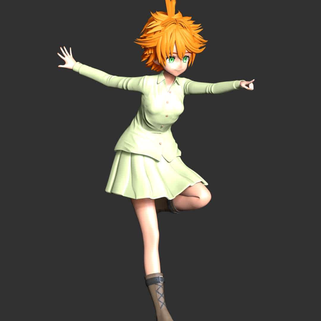 The Promised Neverland - Emma - **Emma is the main protagonist of The Promised Neverland.**

**The model ready for 3D printing.**

These information of model:

**- Format files: STL, OBJ to supporting 3D printing.**

**- Can be assembled without glue (glue is optional)**

**- Split down to 2 parts**

**- The height of current model is 20 cm and you can free to scale it.**

**- ZTL format for Zbrush for you to customize as you like.**

Please don't hesitate to contact me if you have any issues question.

If you see this model useful, please vote positively for it. - The best files for 3D printing in the world. Stl models divided into parts to facilitate 3D printing. All kinds of characters, decoration, cosplay, prosthetics, pieces. Quality in 3D printing. Affordable 3D models. Low cost. Collective purchases of 3D files.