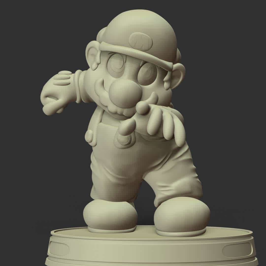 The Super Mario  - These information of model:

**- The height of current model is 30 cm and you can free to scale it.**

**- Format files: STL, OBJ to supporting 3D printing.**

Please don't hesitate to contact me if you have any issues question. - The best files for 3D printing in the world. Stl models divided into parts to facilitate 3D printing. All kinds of characters, decoration, cosplay, prosthetics, pieces. Quality in 3D printing. Affordable 3D models. Low cost. Collective purchases of 3D files.