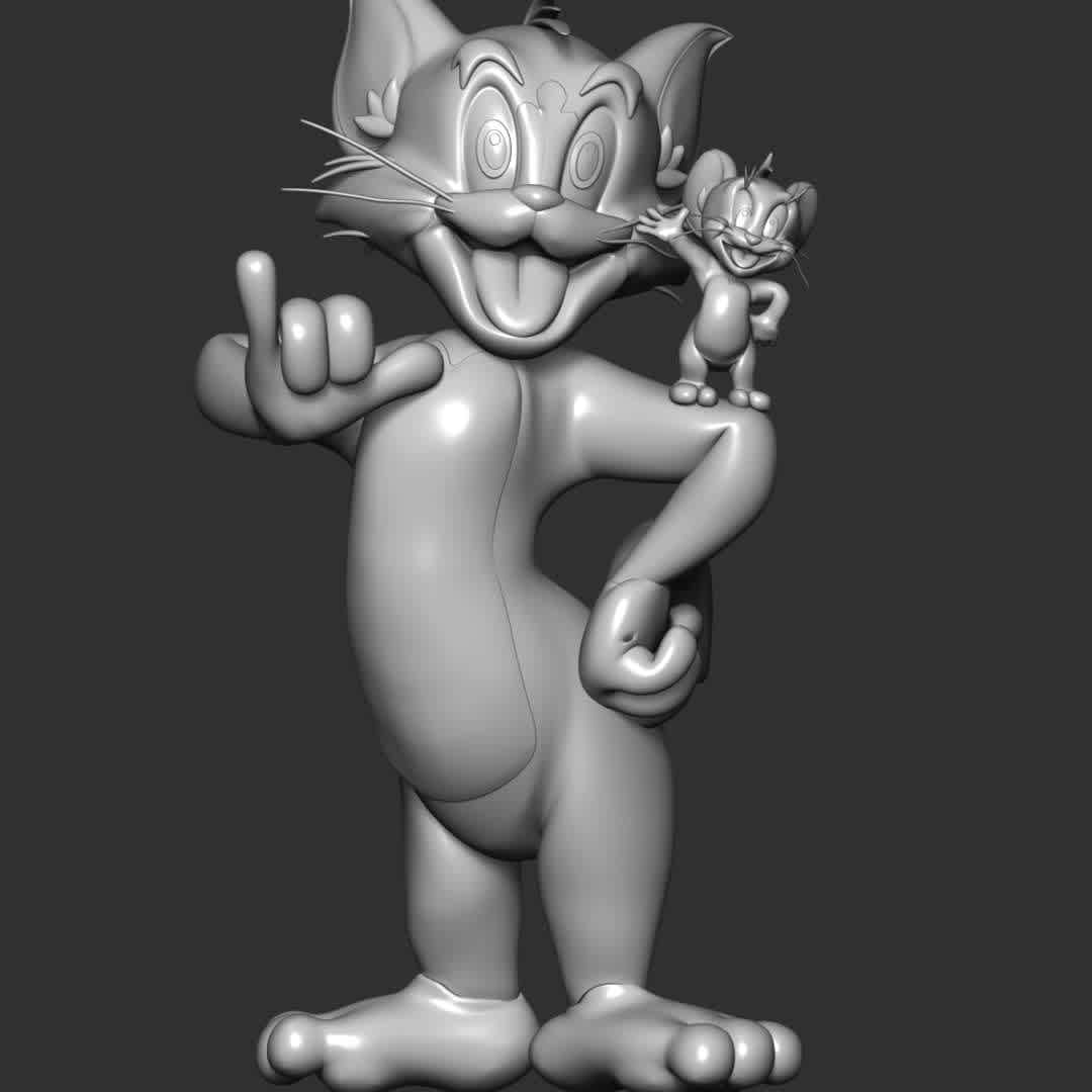 Tom - Jerry Fan Art - **The model ready for 3D printing.**

These informations of model:

**- The height of current model is 20 cm and you can free to scale it.**

**- Format files: STL, OBJ to supporting 3D printing.**

Please don't hesitate to contact me if you have any issues question. - The best files for 3D printing in the world. Stl models divided into parts to facilitate 3D printing. All kinds of characters, decoration, cosplay, prosthetics, pieces. Quality in 3D printing. Affordable 3D models. Low cost. Collective purchases of 3D files.