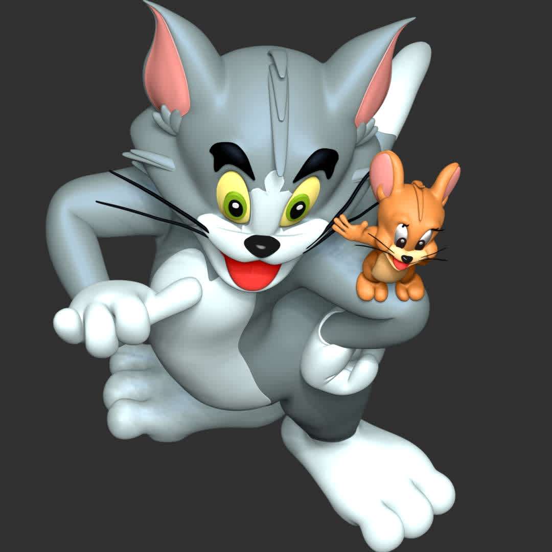 Tom - Jerry Fan Art - **The model ready for 3D printing.**

These informations of model:

**- The height of current model is 20 cm and you can free to scale it.**

**- Format files: STL, OBJ to supporting 3D printing.**

Please don't hesitate to contact me if you have any issues question. - The best files for 3D printing in the world. Stl models divided into parts to facilitate 3D printing. All kinds of characters, decoration, cosplay, prosthetics, pieces. Quality in 3D printing. Affordable 3D models. Low cost. Collective purchases of 3D files.