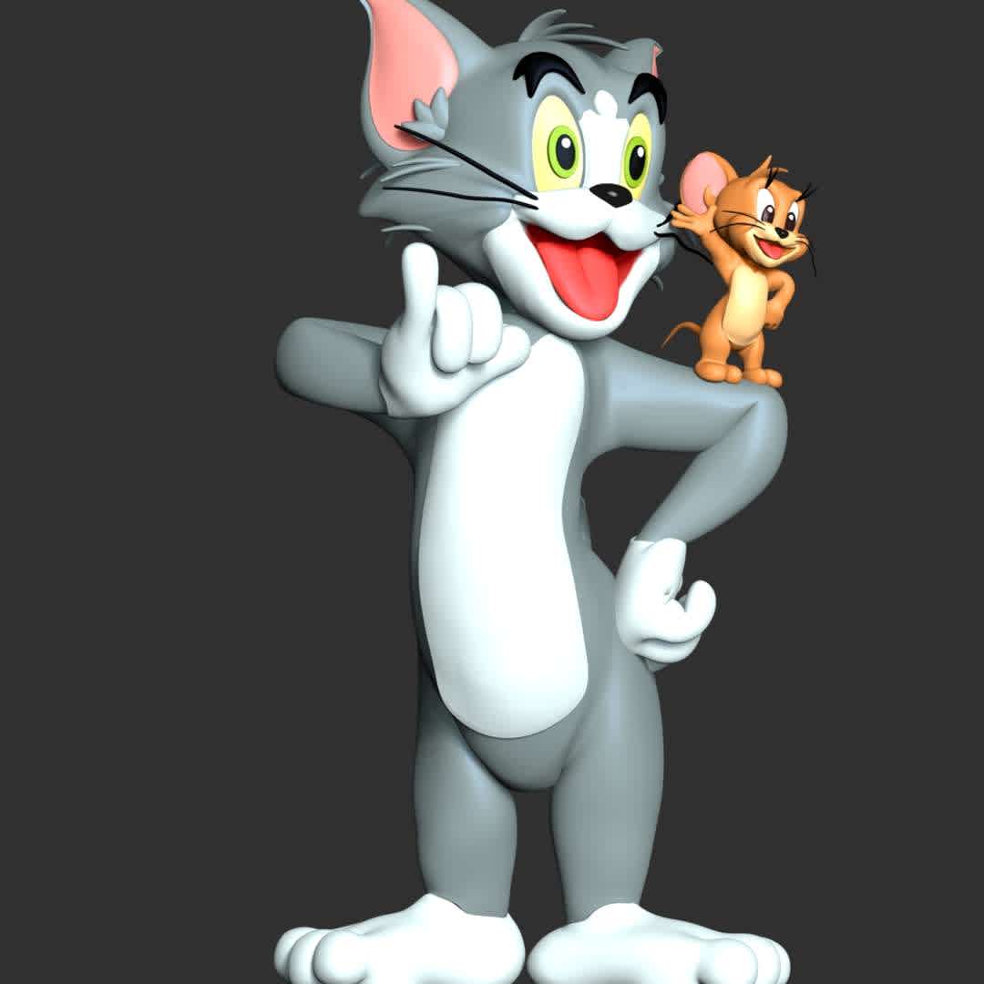 Tom - Jerry Fan Art - **The model ready for 3D printing.**

These informations of model:

**- The height of current model is 20 cm and you can free to scale it.**

**- Format files: STL, OBJ to supporting 3D printing.**

Please don't hesitate to contact me if you have any issues question. - The best files for 3D printing in the world. Stl models divided into parts to facilitate 3D printing. All kinds of characters, decoration, cosplay, prosthetics, pieces. Quality in 3D printing. Affordable 3D models. Low cost. Collective purchases of 3D files.