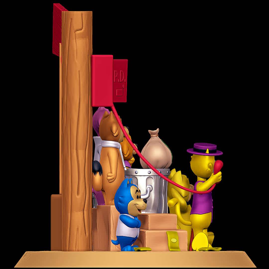 Top Cat Diorama - The gang all together in one diorama!
 - The best files for 3D printing in the world. Stl models divided into parts to facilitate 3D printing. All kinds of characters, decoration, cosplay, prosthetics, pieces. Quality in 3D printing. Affordable 3D models. Low cost. Collective purchases of 3D files.