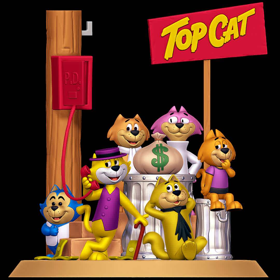 Top Cat Diorama - The gang all together in one diorama!
 - The best files for 3D printing in the world. Stl models divided into parts to facilitate 3D printing. All kinds of characters, decoration, cosplay, prosthetics, pieces. Quality in 3D printing. Affordable 3D models. Low cost. Collective purchases of 3D files.