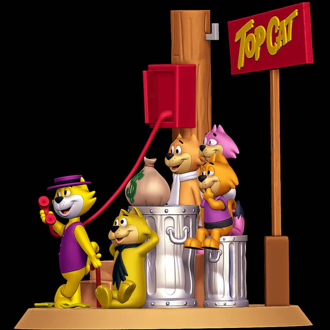 Top Cat Diorama - The gang all together in one diorama!
 - The best files for 3D printing in the world. Stl models divided into parts to facilitate 3D printing. All kinds of characters, decoration, cosplay, prosthetics, pieces. Quality in 3D printing. Affordable 3D models. Low cost. Collective purchases of 3D files.