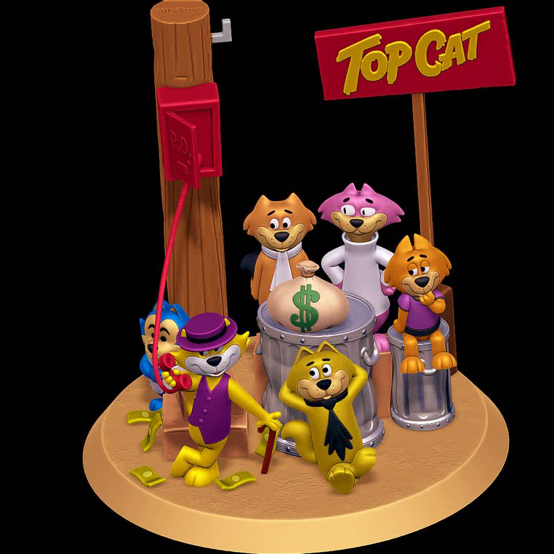 Top Cat Diorama - The gang all together in one diorama!
 - The best files for 3D printing in the world. Stl models divided into parts to facilitate 3D printing. All kinds of characters, decoration, cosplay, prosthetics, pieces. Quality in 3D printing. Affordable 3D models. Low cost. Collective purchases of 3D files.