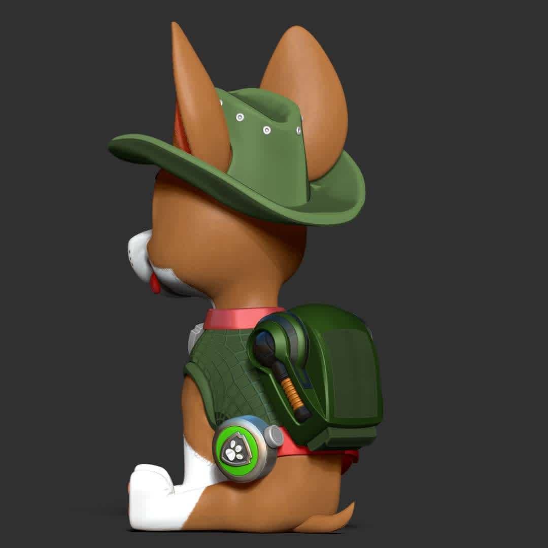 Tracker - Paw Patrol Fanart  - "Tracker is a jeep-driving pup with super hearing who lives in the jungle with Carlos."

Basic parameters:

- STL, OBJ format for 3D printing with 03 discrete objects
- Model height: 15cm
- Version 1.0: Polygons: 1498531 & Vertices: 806971

Model ready for 3D printing.

Please vote positively for me if you find this model useful. - Los mejores archivos para impresión 3D del mundo. Modelos Stl divididos en partes para facilitar la impresión 3D. Todo tipo de personajes, decoración, cosplay, prótesis, piezas. Calidad en impresión 3D. Modelos 3D asequibles. Bajo costo. Compras colectivas de archivos 3D.