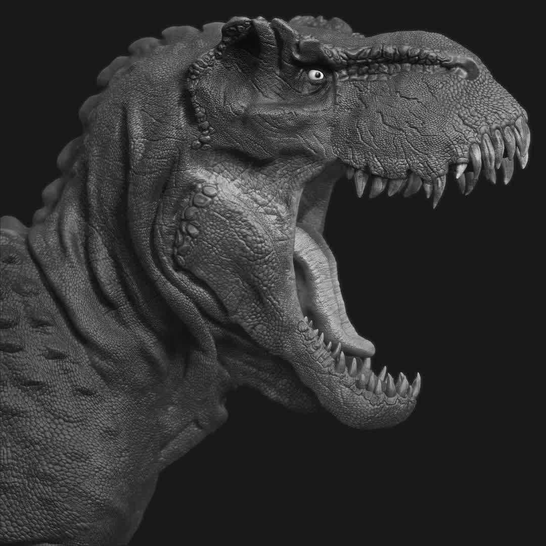 Tyrannosaurus Rex Bust - I modeled this Tyrannosaurro Rex bust, and performed the print tests on my Anycubic Mono X, I hope you like it. - The best files for 3D printing in the world. Stl models divided into parts to facilitate 3D printing. All kinds of characters, decoration, cosplay, prosthetics, pieces. Quality in 3D printing. Affordable 3D models. Low cost. Collective purchases of 3D files.