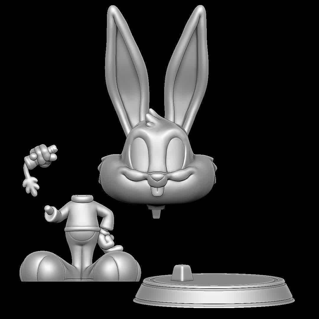 uster Bunny - Tiny Toon Adventures - Character from Tiny Toon Adventures
 - The best files for 3D printing in the world. Stl models divided into parts to facilitate 3D printing. All kinds of characters, decoration, cosplay, prosthetics, pieces. Quality in 3D printing. Affordable 3D models. Low cost. Collective purchases of 3D files.