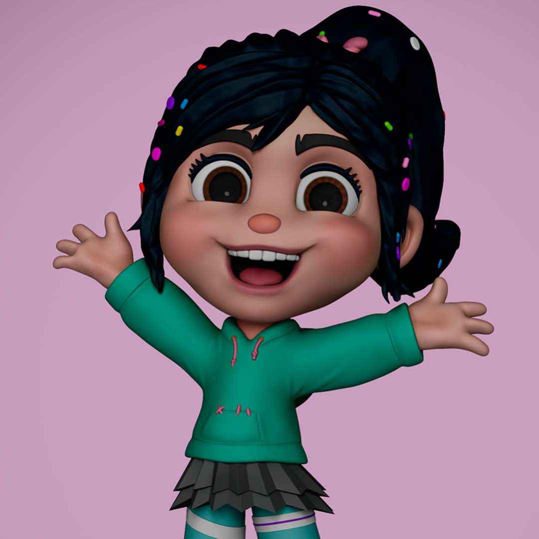 Vanellope von Schweetz - Vanellope character from the movie "Wreck-it Ralph". - The best files for 3D printing in the world. Stl models divided into parts to facilitate 3D printing. All kinds of characters, decoration, cosplay, prosthetics, pieces. Quality in 3D printing. Affordable 3D models. Low cost. Collective purchases of 3D files.