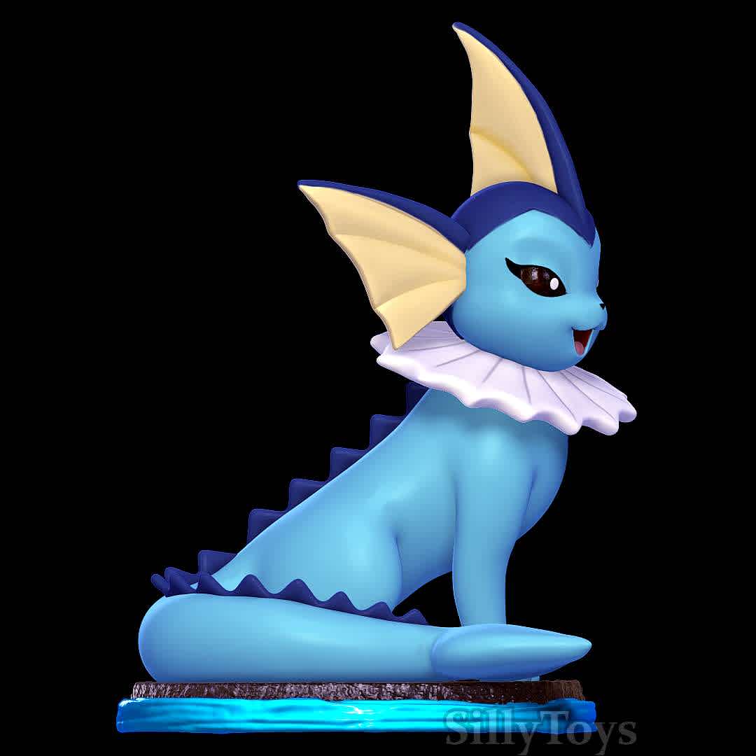 Vaporeon - Pokemon 3D print model - Good old Vaporeon - Los mejores archivos para impresión 3D del mundo. Modelos Stl divididos en partes para facilitar la impresión 3D. Todo tipo de personajes, decoración, cosplay, prótesis, piezas. Calidad en impresión 3D. Modelos 3D asequibles. Bajo costo. Compras colectivas de archivos 3D.