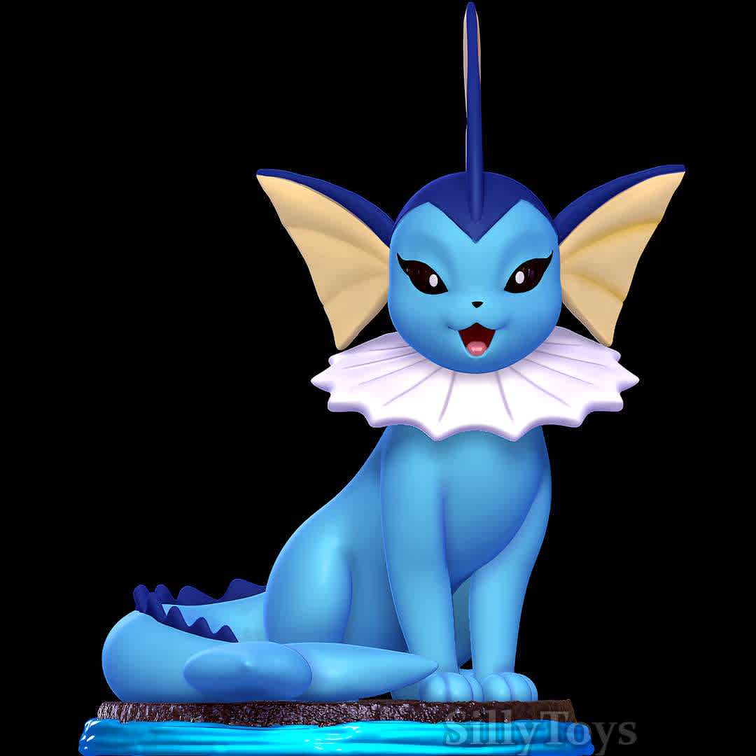 Vaporeon - Pokemon 3D print model - Good old Vaporeon - The best files for 3D printing in the world. Stl models divided into parts to facilitate 3D printing. All kinds of characters, decoration, cosplay, prosthetics, pieces. Quality in 3D printing. Affordable 3D models. Low cost. Collective purchases of 3D files.