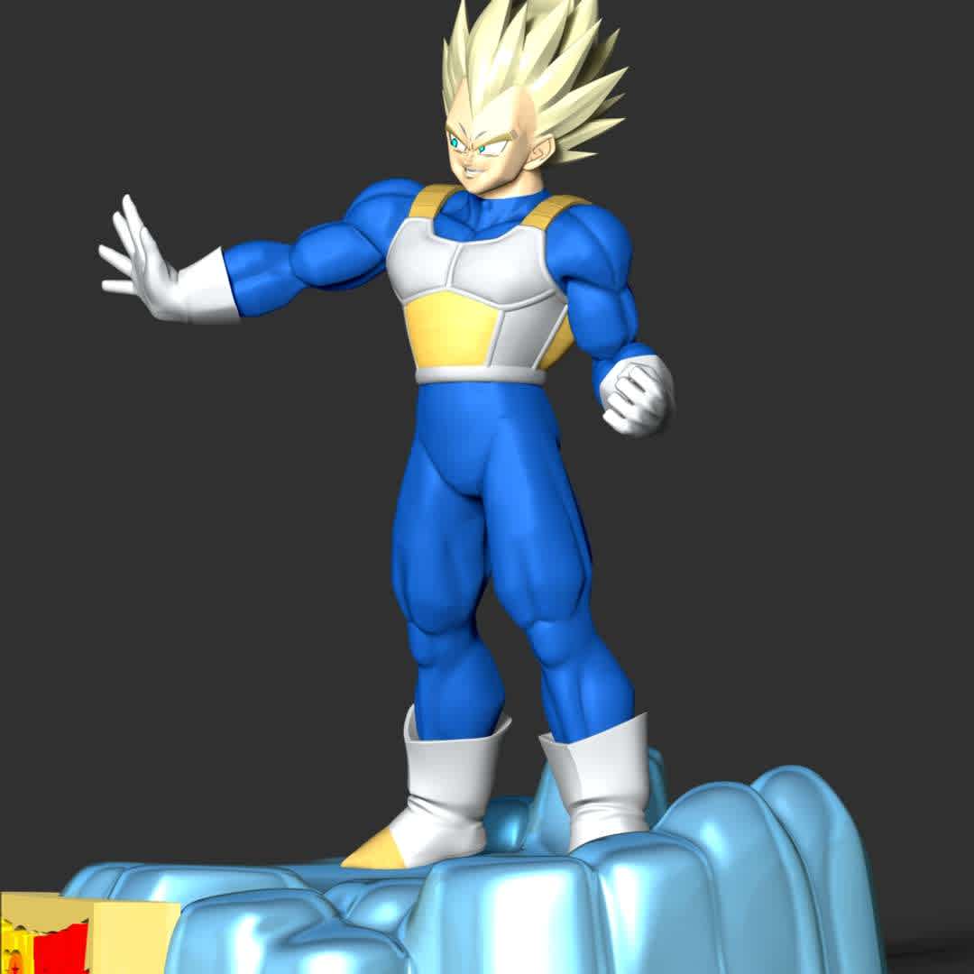  Vegeta SSJ - Dragon Ball - Vegeta is the prince of the fallen Saiyan race and the husband of Bulma, the father of Trunks and Bulla, the eldest son of King Vegeta, as well as one of the main characters of the Dragon Ball series.

These information details of this model:

- Files format: STL, OBJ (included 04 separated files is ready for 3D printing). 
 - Zbrush original file (ZTL) for you to customize as you like.
 - The height is 20 cm
 - The version 1.0 

Hope you like him.
Don't hesitate to contact me if there are any problems during printing the model - Los mejores archivos para impresión 3D del mundo. Modelos Stl divididos en partes para facilitar la impresión 3D. Todo tipo de personajes, decoración, cosplay, prótesis, piezas. Calidad en impresión 3D. Modelos 3D asequibles. Bajo costo. Compras colectivas de archivos 3D.