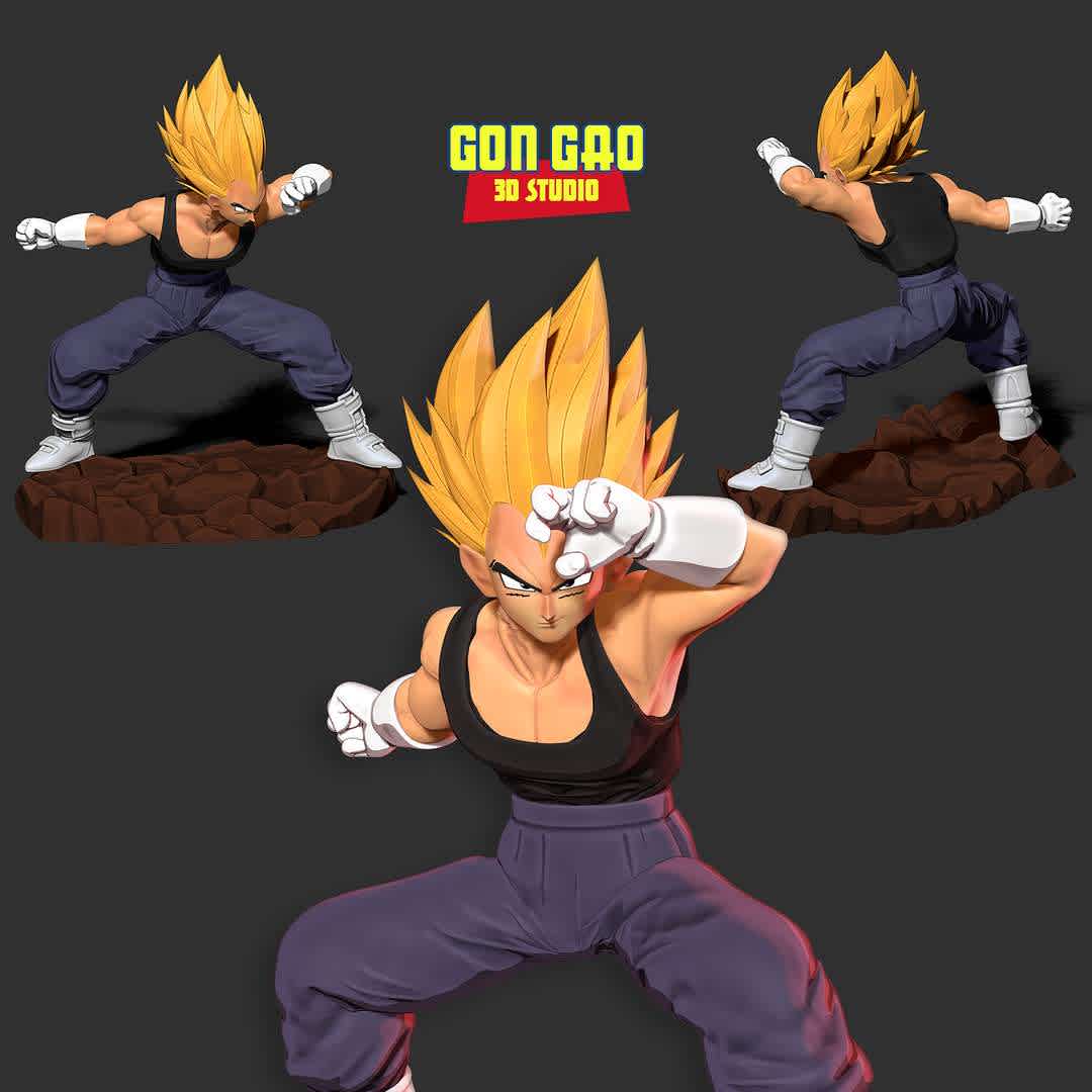 Vegeta took a defensive stance - "Vegeta: Win or lose, you'll know when you dive in."

Basic parameters:

- STL format for 3D printing with 05 discrete objects
- Model height: 20 cm
- Version 1.0 - Polygons: 3860580 & Vertices: 1967766

Model ready for 3D printing.

Please vote positively for me if you find this model useful. - The best files for 3D printing in the world. Stl models divided into parts to facilitate 3D printing. All kinds of characters, decoration, cosplay, prosthetics, pieces. Quality in 3D printing. Affordable 3D models. Low cost. Collective purchases of 3D files.