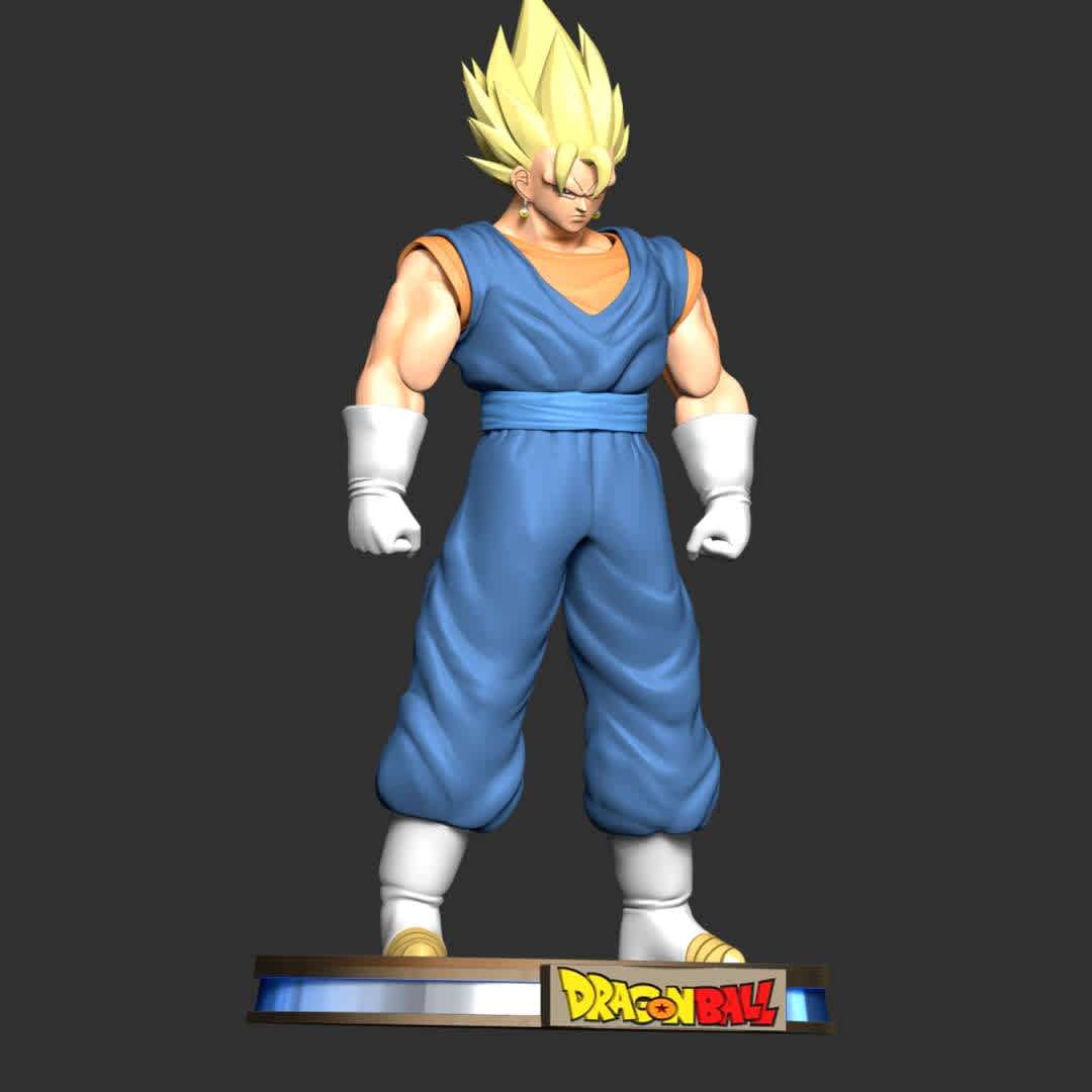 Vegetto - Dragon Ball - This model has a height of 20 cm.

When you purchase this model, you will own:

 - STL, OBJ file with 03 separated files (included key to connect parts) is ready for 3D printing.
 - Zbrush original files (ZTL) for you to customize as you like.

This is version 1.0 of this model.

Thanks for viewing! Hope you like him.  - Los mejores archivos para impresión 3D del mundo. Modelos Stl divididos en partes para facilitar la impresión 3D. Todo tipo de personajes, decoración, cosplay, prótesis, piezas. Calidad en impresión 3D. Modelos 3D asequibles. Bajo costo. Compras colectivas de archivos 3D.