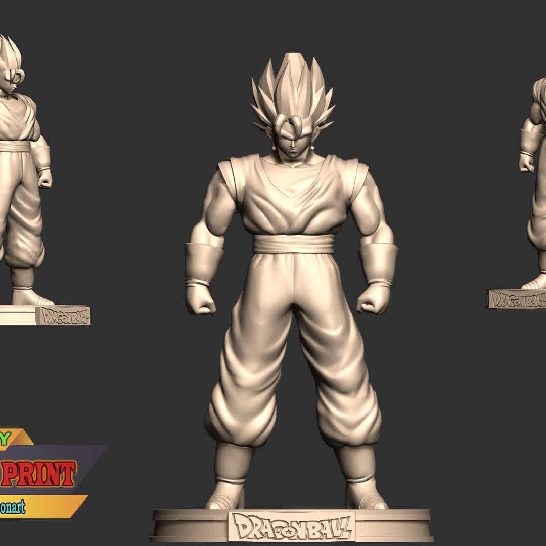 Vegetto - Dragon Ball - This model has a height of 20 cm.

When you purchase this model, you will own:

 - STL, OBJ file with 03 separated files (included key to connect parts) is ready for 3D printing.
 - Zbrush original files (ZTL) for you to customize as you like.

This is version 1.0 of this model.

Thanks for viewing! Hope you like him.  - The best files for 3D printing in the world. Stl models divided into parts to facilitate 3D printing. All kinds of characters, decoration, cosplay, prosthetics, pieces. Quality in 3D printing. Affordable 3D models. Low cost. Collective purchases of 3D files.