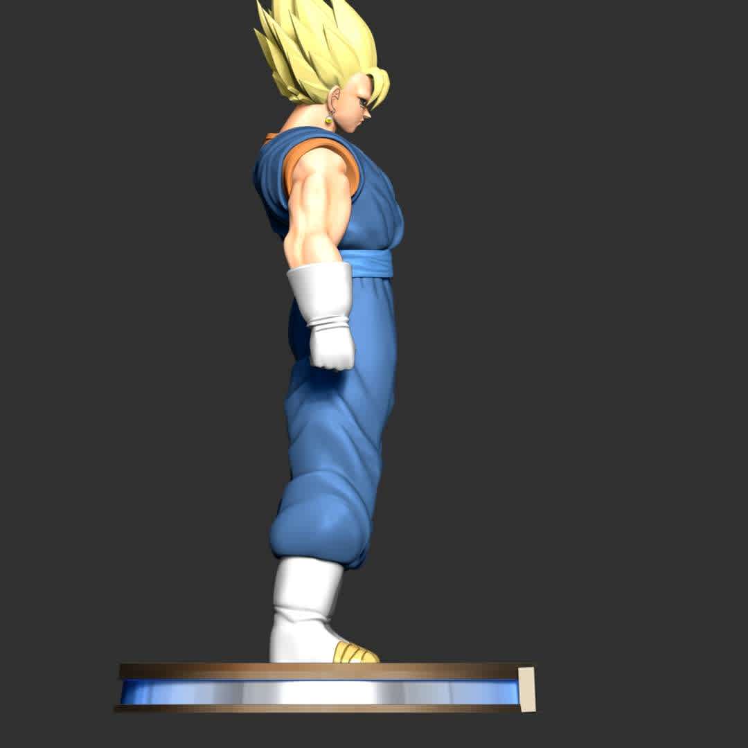 Vegetto - Dragon Ball - This model has a height of 20 cm.

When you purchase this model, you will own:

 - STL, OBJ file with 03 separated files (included key to connect parts) is ready for 3D printing.
 - Zbrush original files (ZTL) for you to customize as you like.

This is version 1.0 of this model.

Thanks for viewing! Hope you like him.  - Los mejores archivos para impresión 3D del mundo. Modelos Stl divididos en partes para facilitar la impresión 3D. Todo tipo de personajes, decoración, cosplay, prótesis, piezas. Calidad en impresión 3D. Modelos 3D asequibles. Bajo costo. Compras colectivas de archivos 3D.