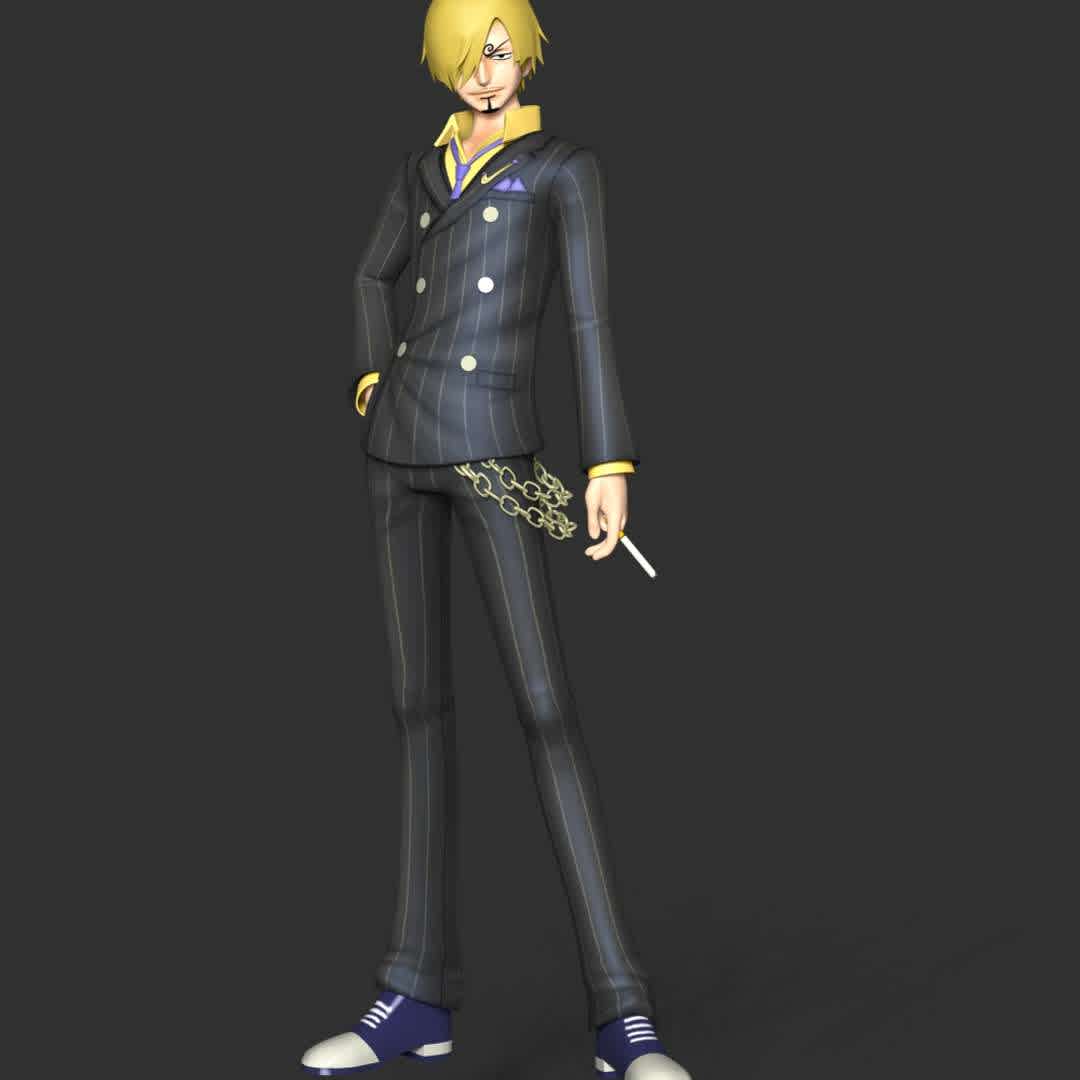 Vinsmoke Sanji - One Piece - Sanji is the cook of the Straw Hat Pirates and one of the Nine Senior Officers of the Straw Hat Grand Fleet.He is the fifth member of the crew and the fourth to join.

These information of this model:
- The model ready for 3D printing.
- The model current size is 20cm height, but you are free to scale it.
- Files format: STL, OBJ (included 04 separated files is ready for 3D printing). 
- Also includes Zbrush original file (ZTL) for you to customize as you like.

Hope you like him.
If you have any questions please don't hesitate to contact me. I will respond you ASAP. - The best files for 3D printing in the world. Stl models divided into parts to facilitate 3D printing. All kinds of characters, decoration, cosplay, prosthetics, pieces. Quality in 3D printing. Affordable 3D models. Low cost. Collective purchases of 3D files.