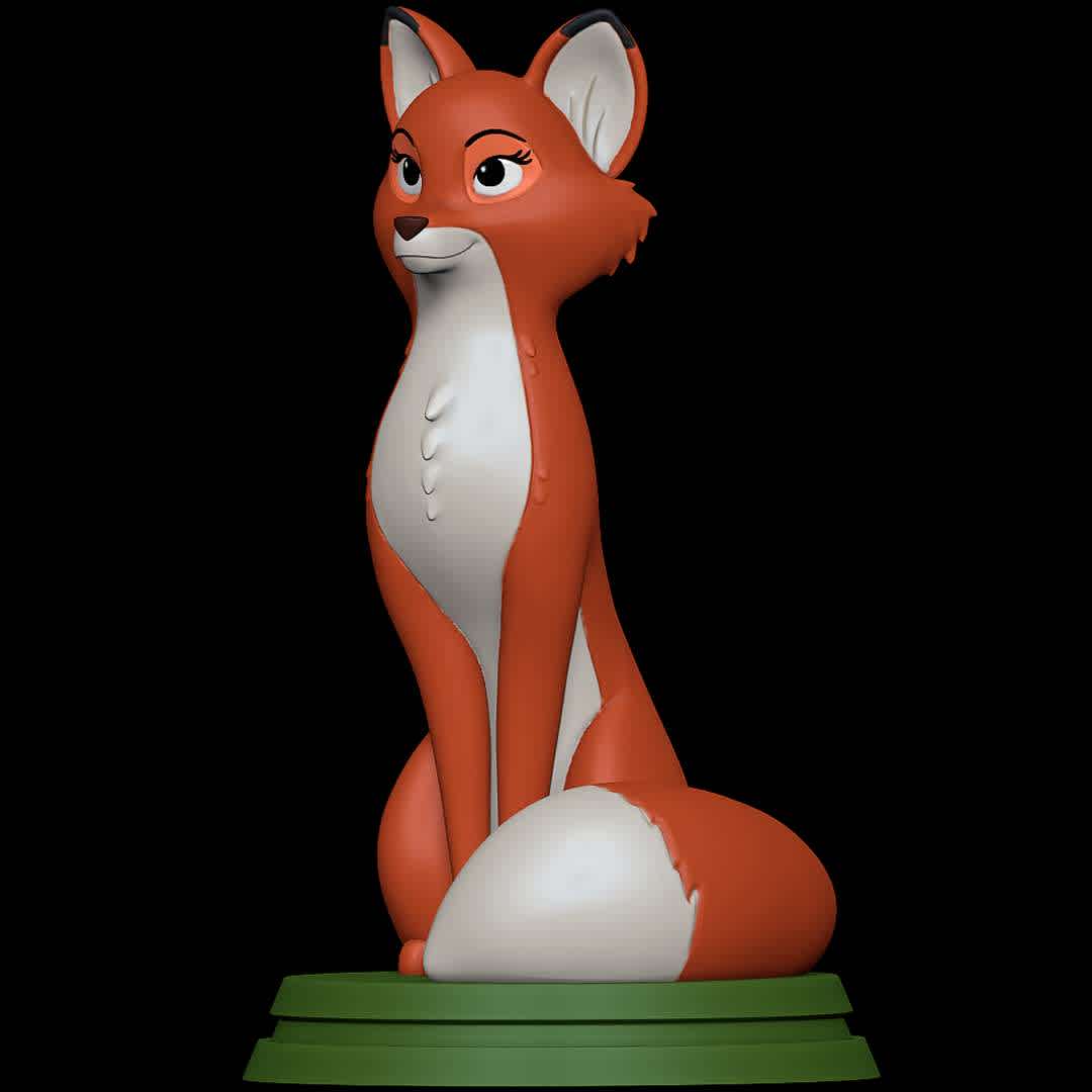 Vixey - The Fox and the Hound - Vixey from the disney movie: The Fox and the Hound - The best files for 3D printing in the world. Stl models divided into parts to facilitate 3D printing. All kinds of characters, decoration, cosplay, prosthetics, pieces. Quality in 3D printing. Affordable 3D models. Low cost. Collective purchases of 3D files.