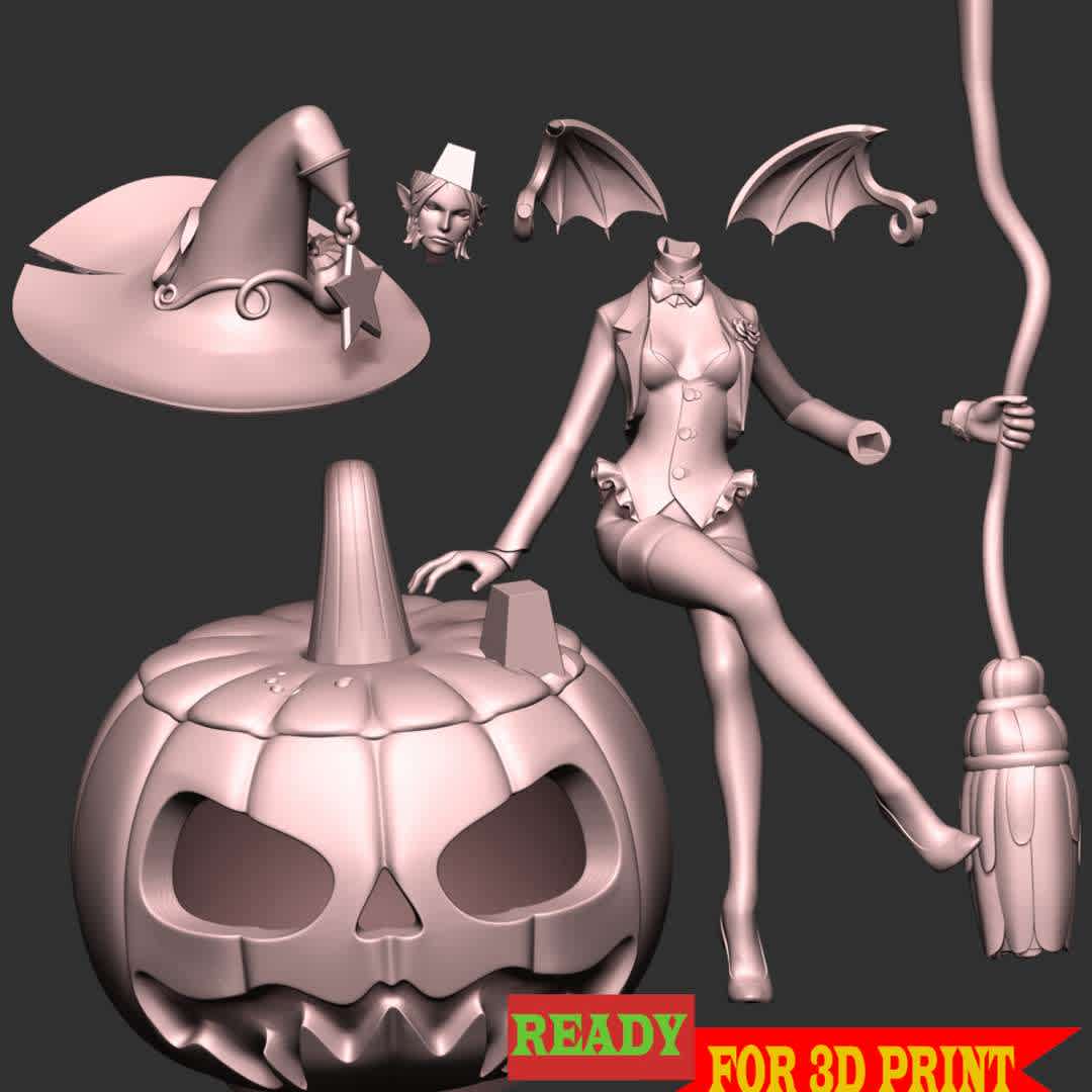 Witch With Halloween - **Welcome to Halloween 2022**

These information details of this model:

 - Files format: STL, OBJ (included 07 separated files is ready for 3D printing). 
 - Zbrush original file (ZTL) for you to customize as you like.
 - The height is 20 cm
 - Parameters design: Polygons: 1303228 & Vertices: 703578
 - The version 1.0 

Hope you like her.
Don't hesitate to contact me if there are any problems during printing the model - The best files for 3D printing in the world. Stl models divided into parts to facilitate 3D printing. All kinds of characters, decoration, cosplay, prosthetics, pieces. Quality in 3D printing. Affordable 3D models. Low cost. Collective purchases of 3D files.