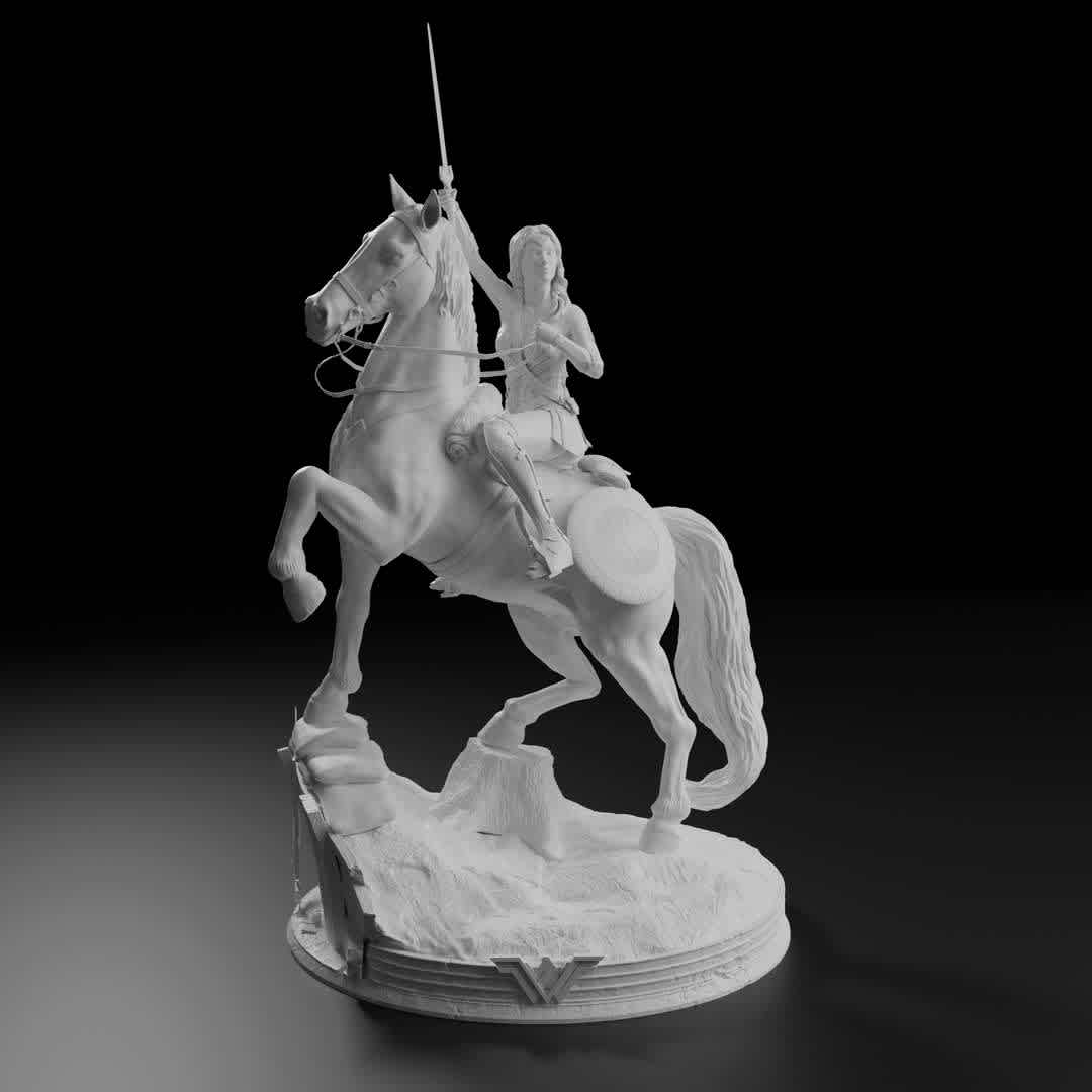 Wonder Woman Diana World War I 3D print model - Wonder woman WW2 on horse This model is ready for 3D printing, tested for print (I attached pictures) High resolution 9 million polygon 29 piece STL format

If you want print the in more parts, i can help you, but you can easy slice similar parts in windows softwer.

Thank you for downloading my Wonder Woman WWI model. Also please dont forget to rate my work. I hope you like my work. - Os melhores arquivos para impressão 3D do mundo. Modelos stl divididos em partes para facilitar a impressão 3D. Todos os tipos de personagens, decoração, cosplay, próteses, peças. Qualidade na impressão 3D. Modelos 3D com preço acessível. Baixo custo. Compras coletivas de arquivos 3D.