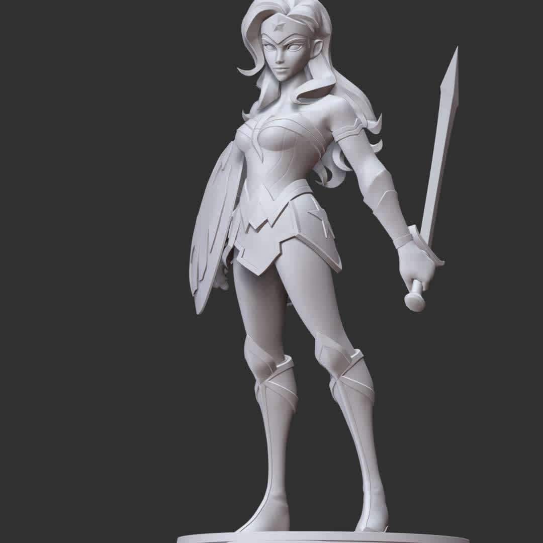 Wonder Woman Fan Art  - These information of model:

**- The height of current model is 20 cm and you can free to scale it.**

**- Format files: STL, OBJ to supporting 3D printing.**

Please don't hesitate to contact me if you have any issues question. - The best files for 3D printing in the world. Stl models divided into parts to facilitate 3D printing. All kinds of characters, decoration, cosplay, prosthetics, pieces. Quality in 3D printing. Affordable 3D models. Low cost. Collective purchases of 3D files.