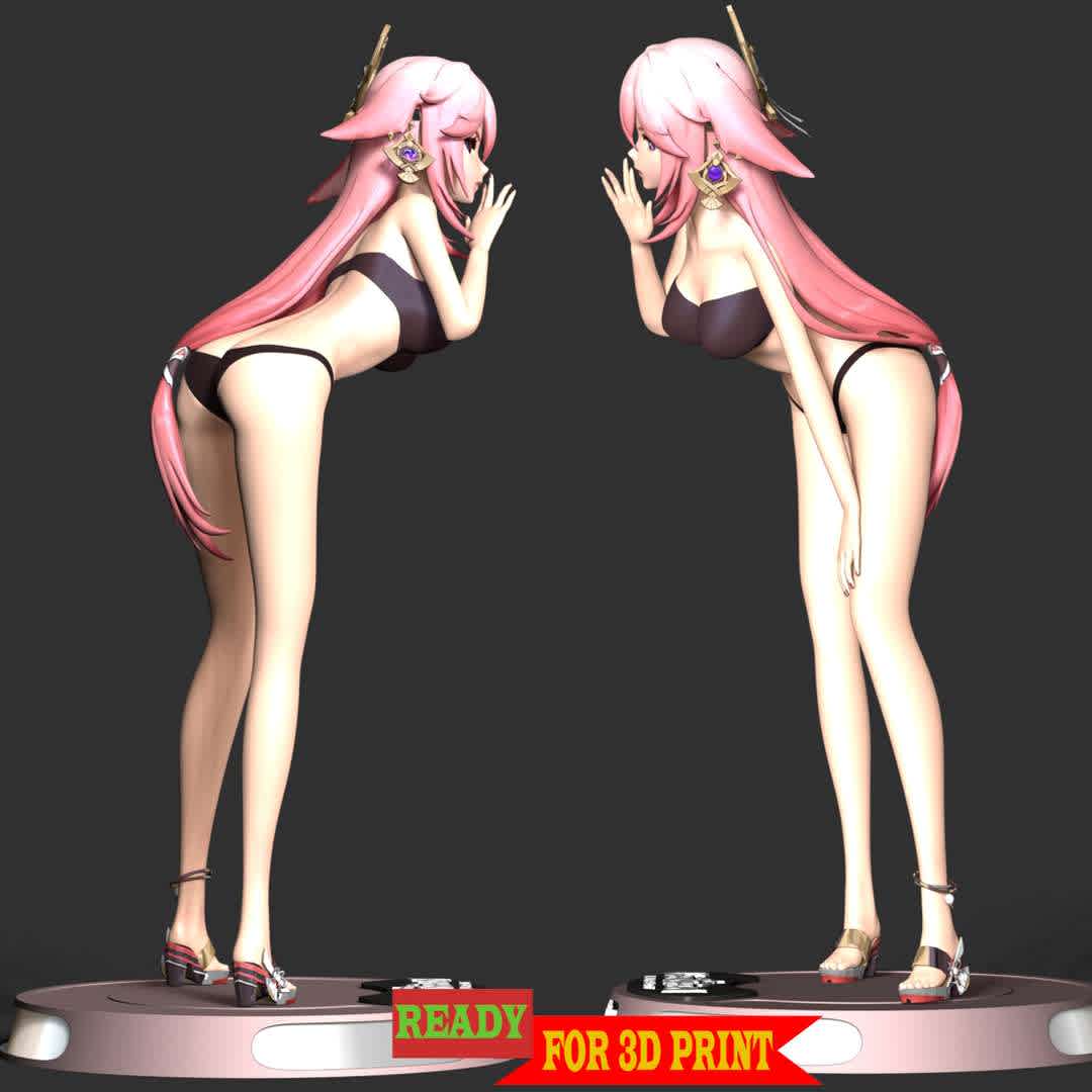 Yae Miko - Genshin Impact - **Yae Miko also known as Guuji Yae, is a playable Electro character in Genshin Impact.**

**These information of this model:**

- The model ready for 3D printing.
- The model current size is 20cm height, but you are free to scale it.
- Files format: STL, OBJ (included 03 separated files is ready for 3D printing).
- Also includes Zbrush original file (ZTL) for you to customize as you like.

Hope you like her.

If you have any questions please don't hesitate to contact me. I will respond you ASAP. - Los mejores archivos para impresión 3D del mundo. Modelos Stl divididos en partes para facilitar la impresión 3D. Todo tipo de personajes, decoración, cosplay, prótesis, piezas. Calidad en impresión 3D. Modelos 3D asequibles. Bajo costo. Compras colectivas de archivos 3D.