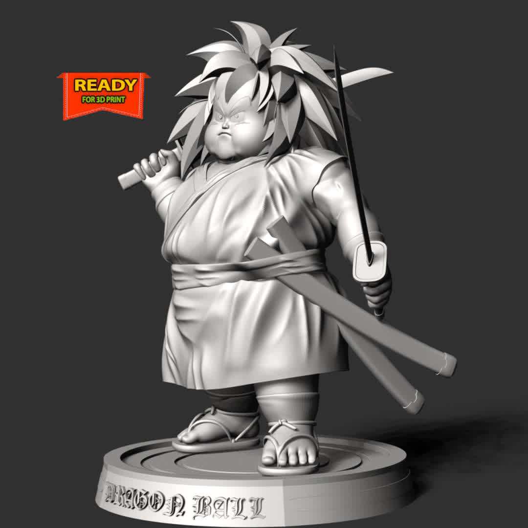 Yajirobe - Dragon Ball - When you purchase this model, you will own:

 - STL, OBJ file with 07 separated files (included key to connect parts) is ready for 3D printing.

 - Zbrush original files (ZTL) for you to customize as you like.

This is version 1.0 of this model.

Thanks for viewing! Hope you like him.  - The best files for 3D printing in the world. Stl models divided into parts to facilitate 3D printing. All kinds of characters, decoration, cosplay, prosthetics, pieces. Quality in 3D printing. Affordable 3D models. Low cost. Collective purchases of 3D files.